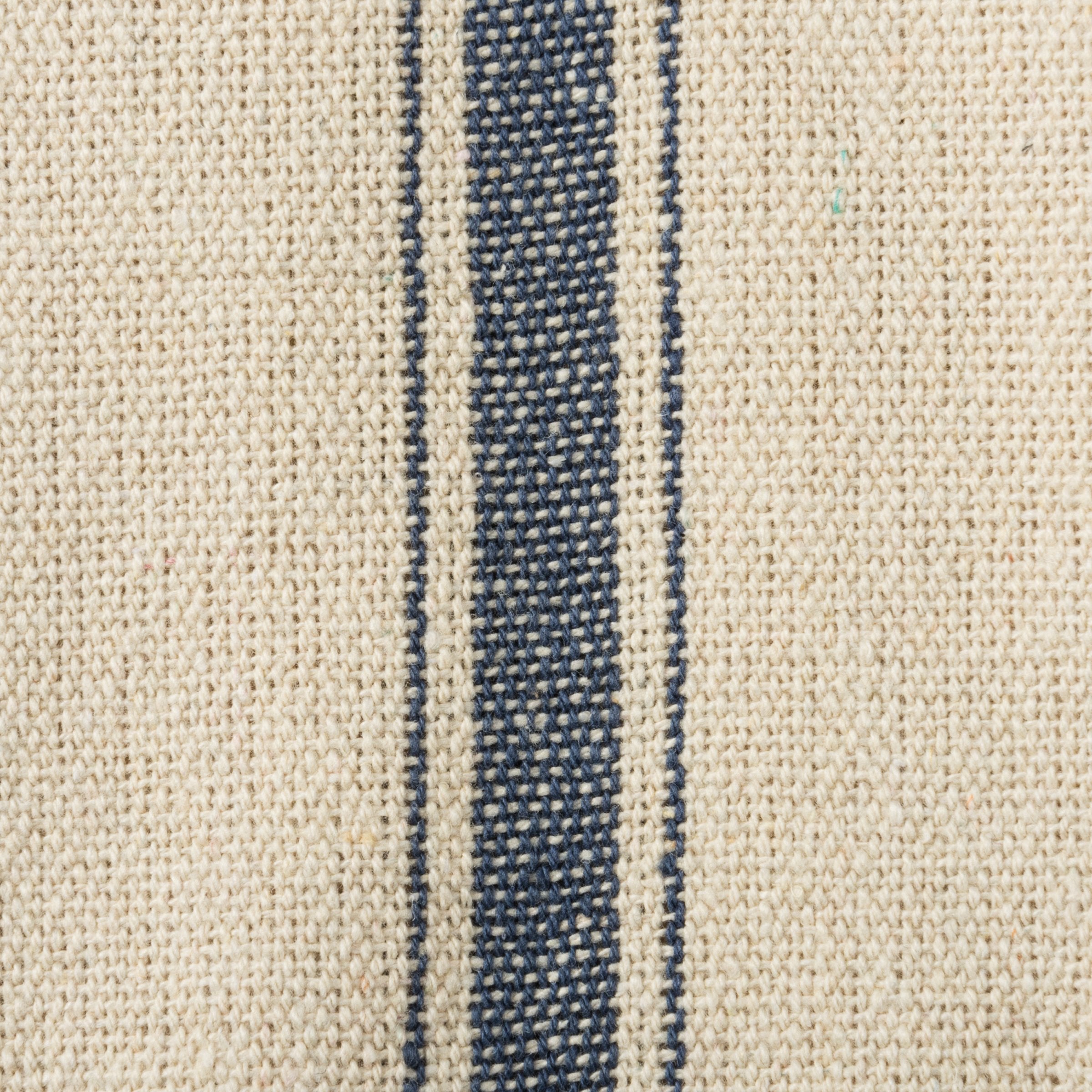 Primitive Collection Vintage Cream Cotton Fabric Bolt with Repeating 3 Blue Stripes