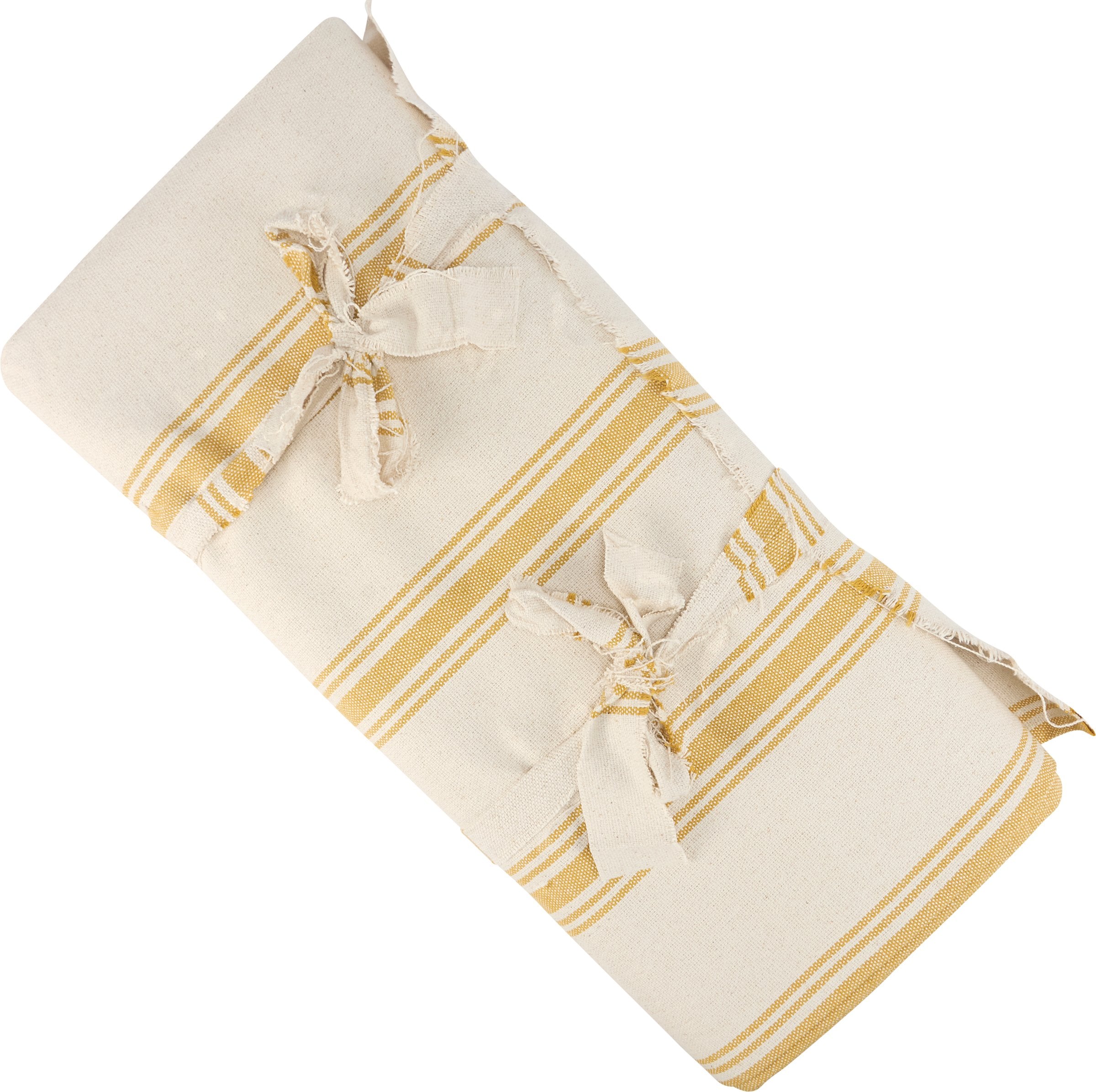 Vintage Cream Cotton Fabric with Elegant Gold Stripes - 54-inch Wide Yard