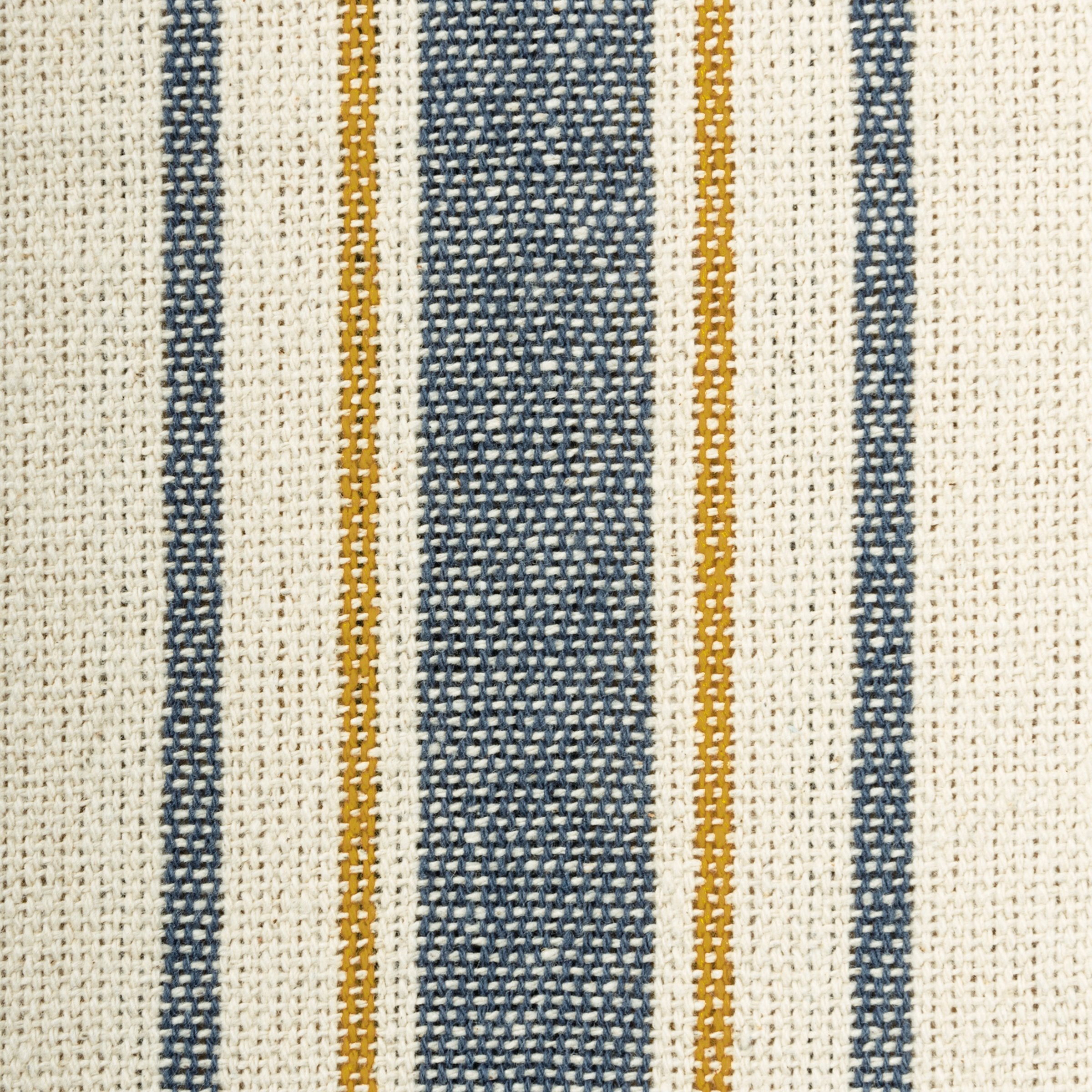 Vintage Inspired Cream Cotton Fabric with Elegant Blue & Gold Stripes