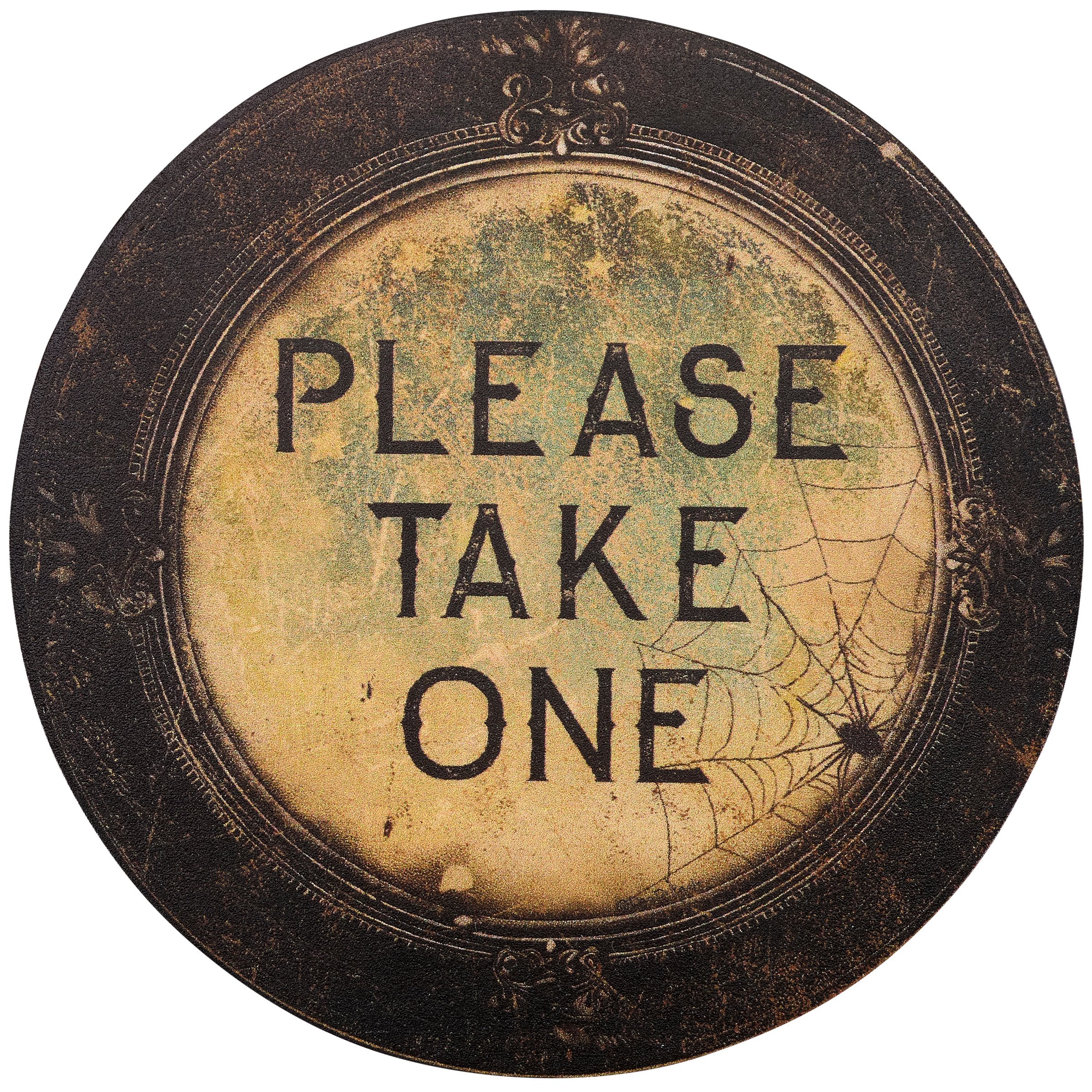 Rustic Wood "Please Take One" Halloween Ornament with Metal Clip for Treats