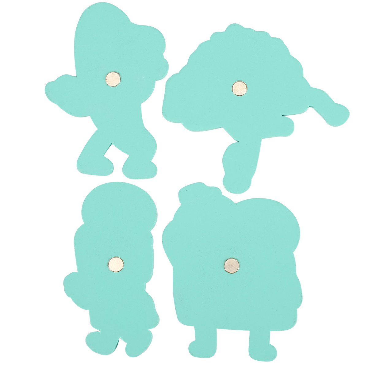 Whimsical Retro Food Crew Wooden Magnet Set - Pizza, Taco, Ice Cream, Toast