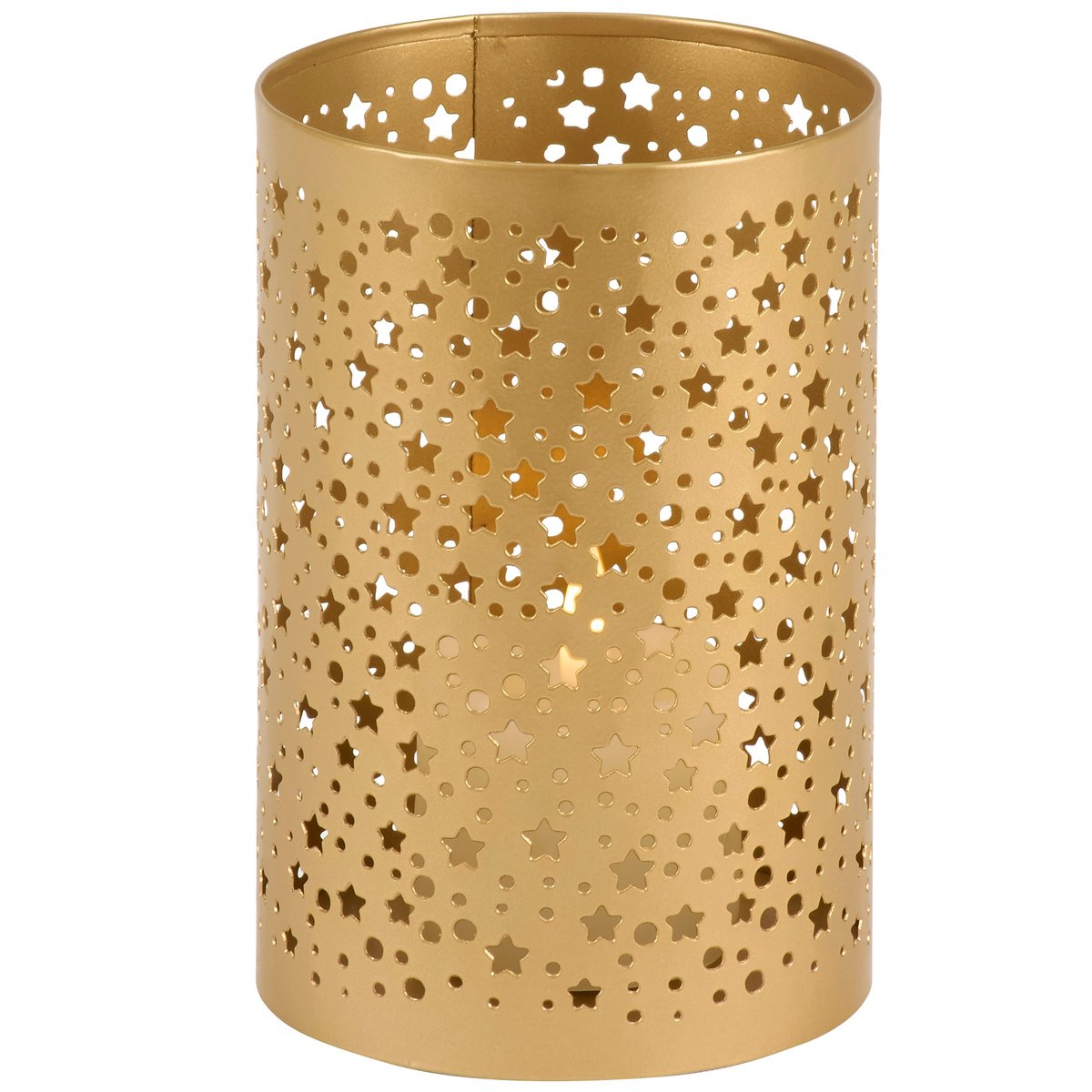 Starry Night Metal Lantern with Star Cutouts, Elegant Home Decor Accent