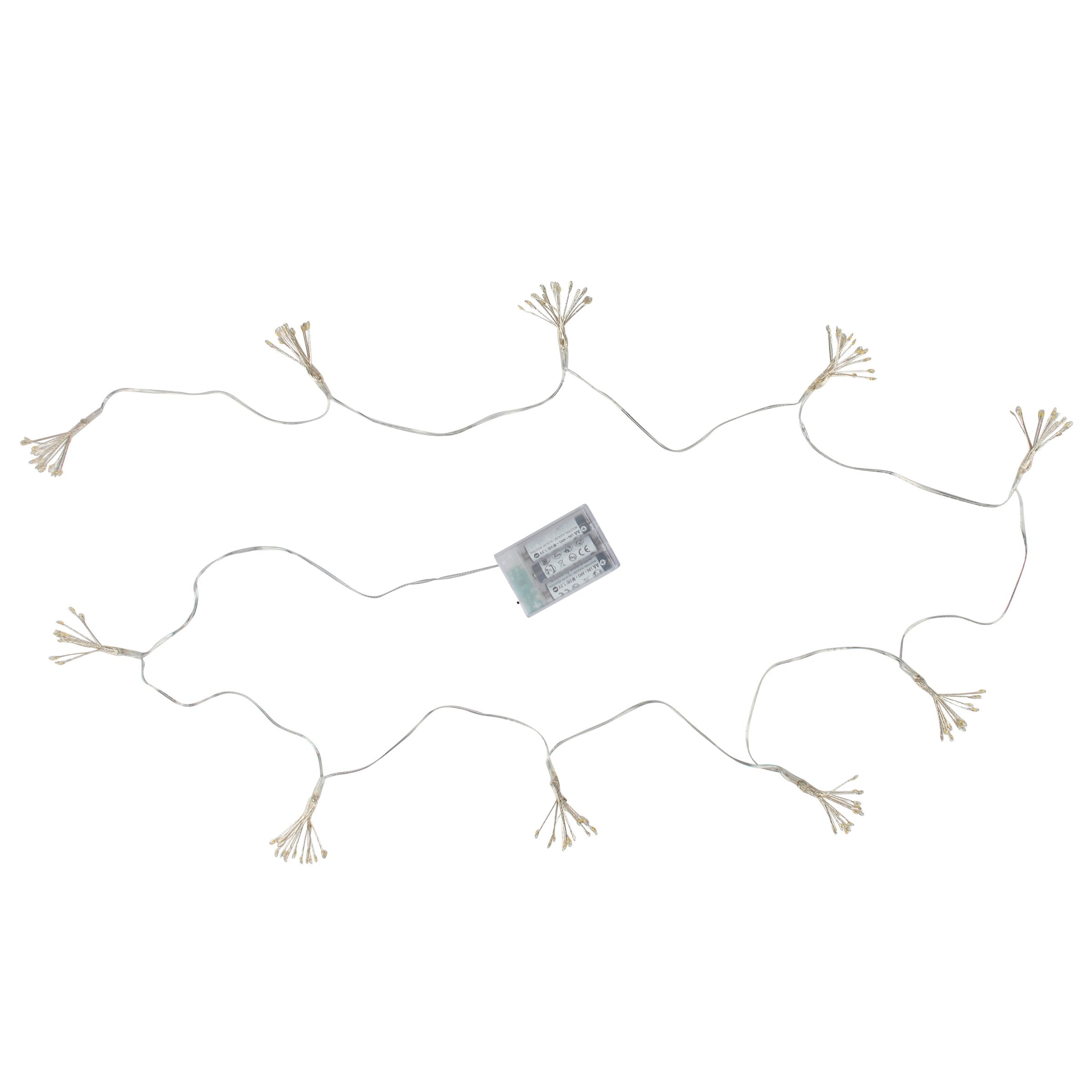 Dazzling Starburst Warm White LED String Lights, Battery Operated with Timer
