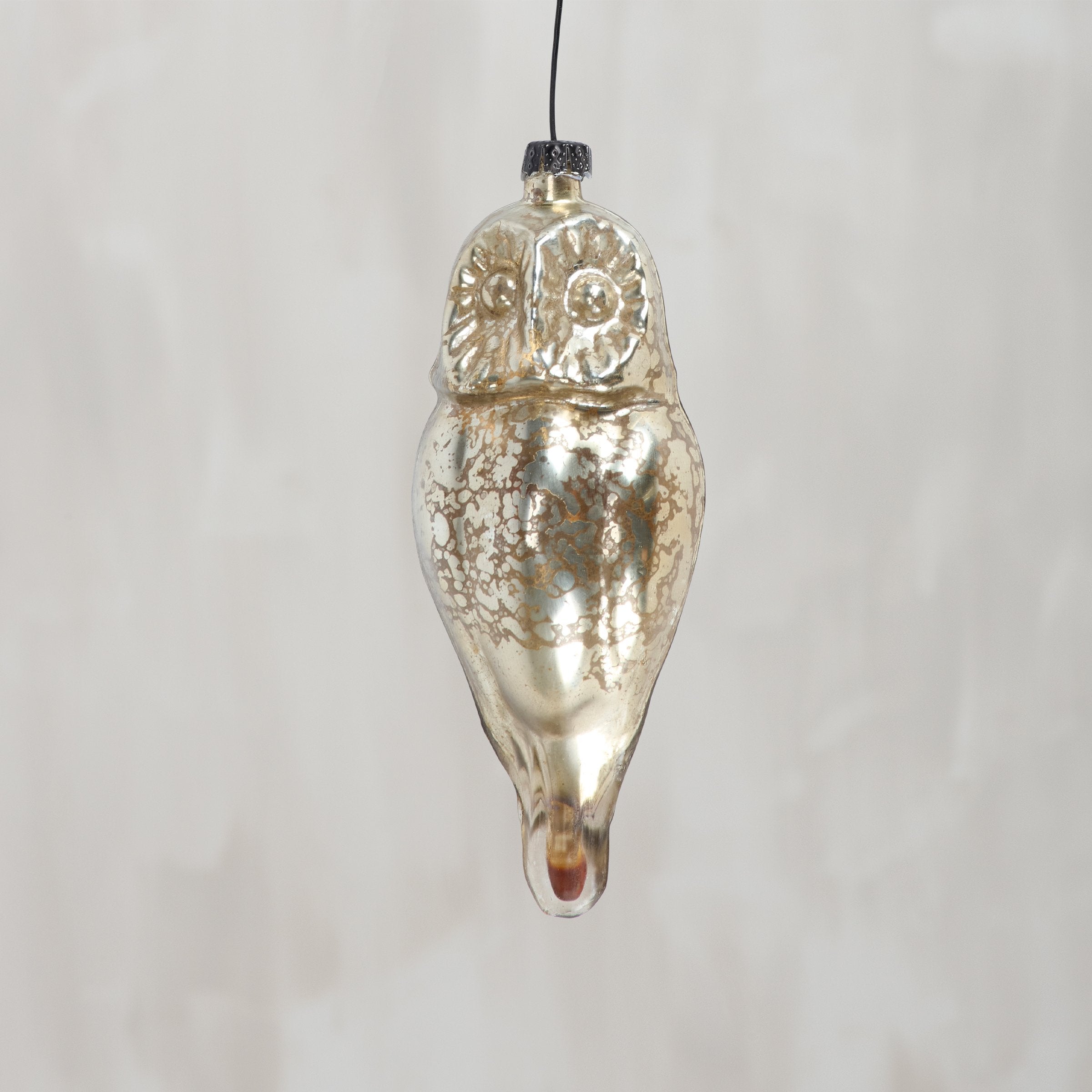 Distressed Glass Barn Owl Ornament with Photo Clip for Home & Tree Decor