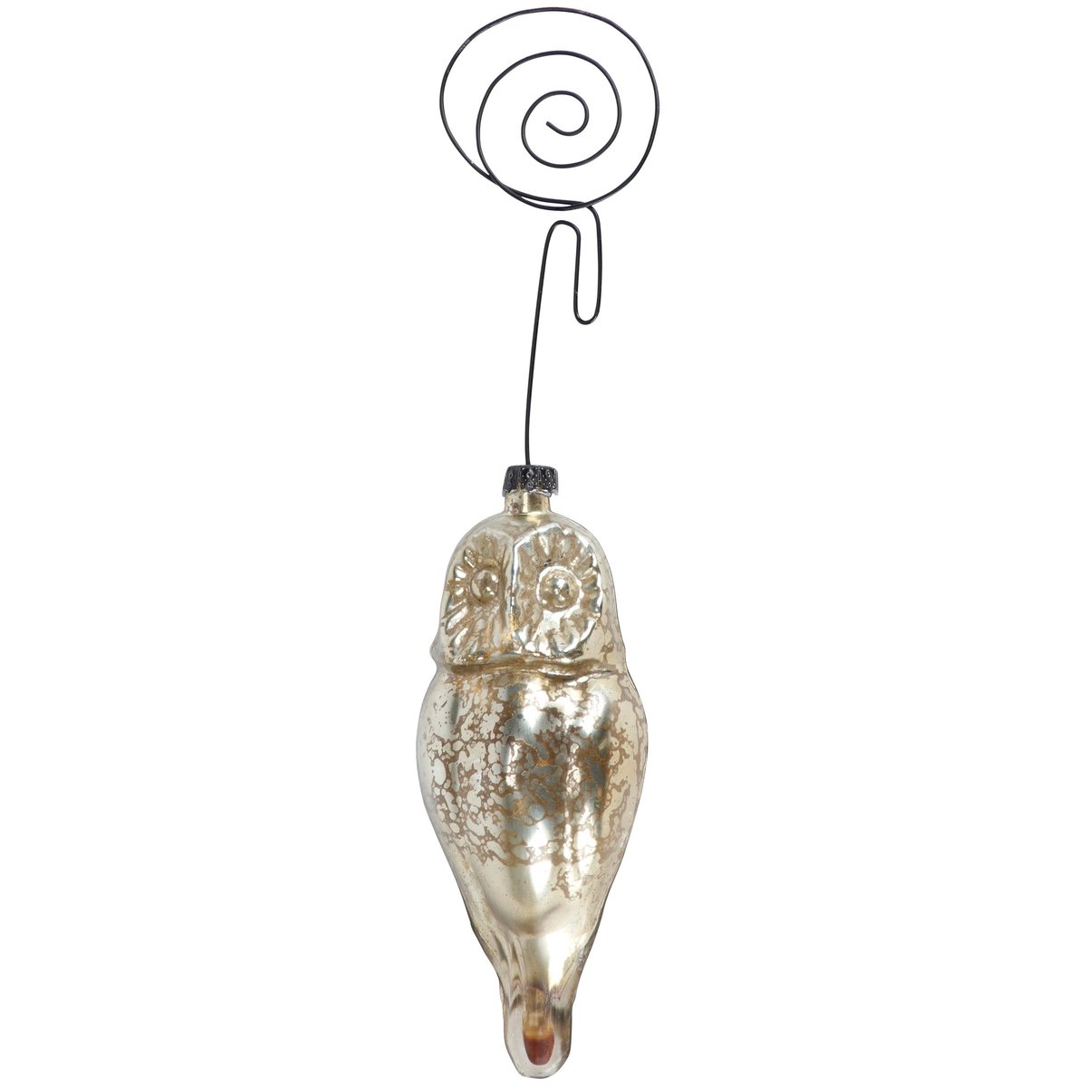 Distressed Glass Barn Owl Ornament with Photo Clip for Home & Tree Decor