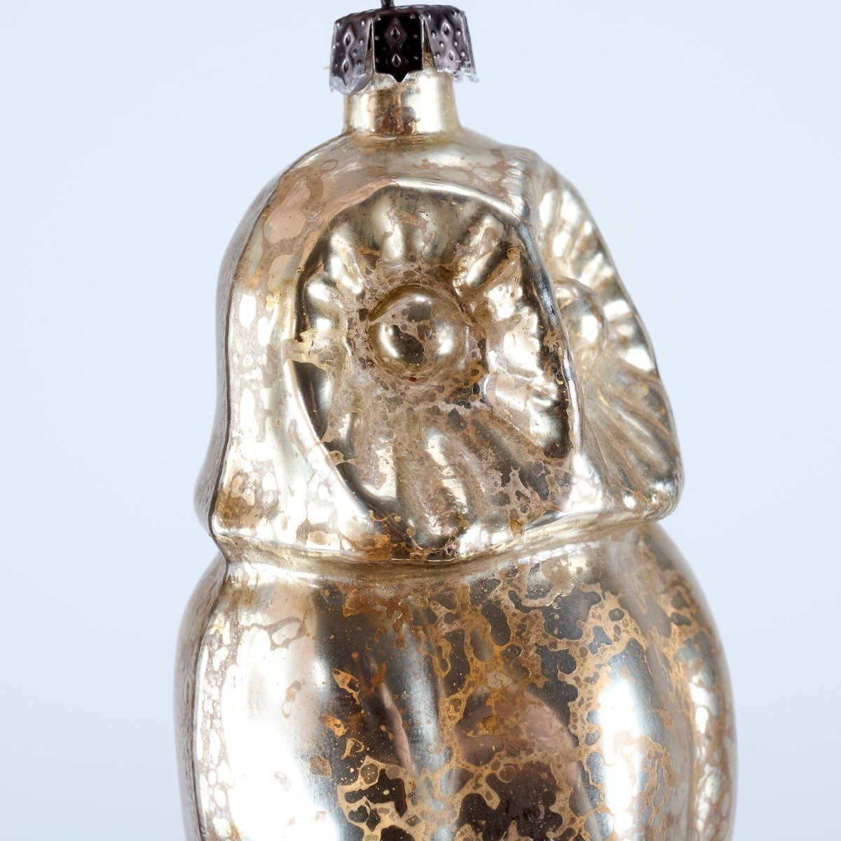 Distressed Glass Barn Owl Ornament with Photo Clip for Home & Tree Decor