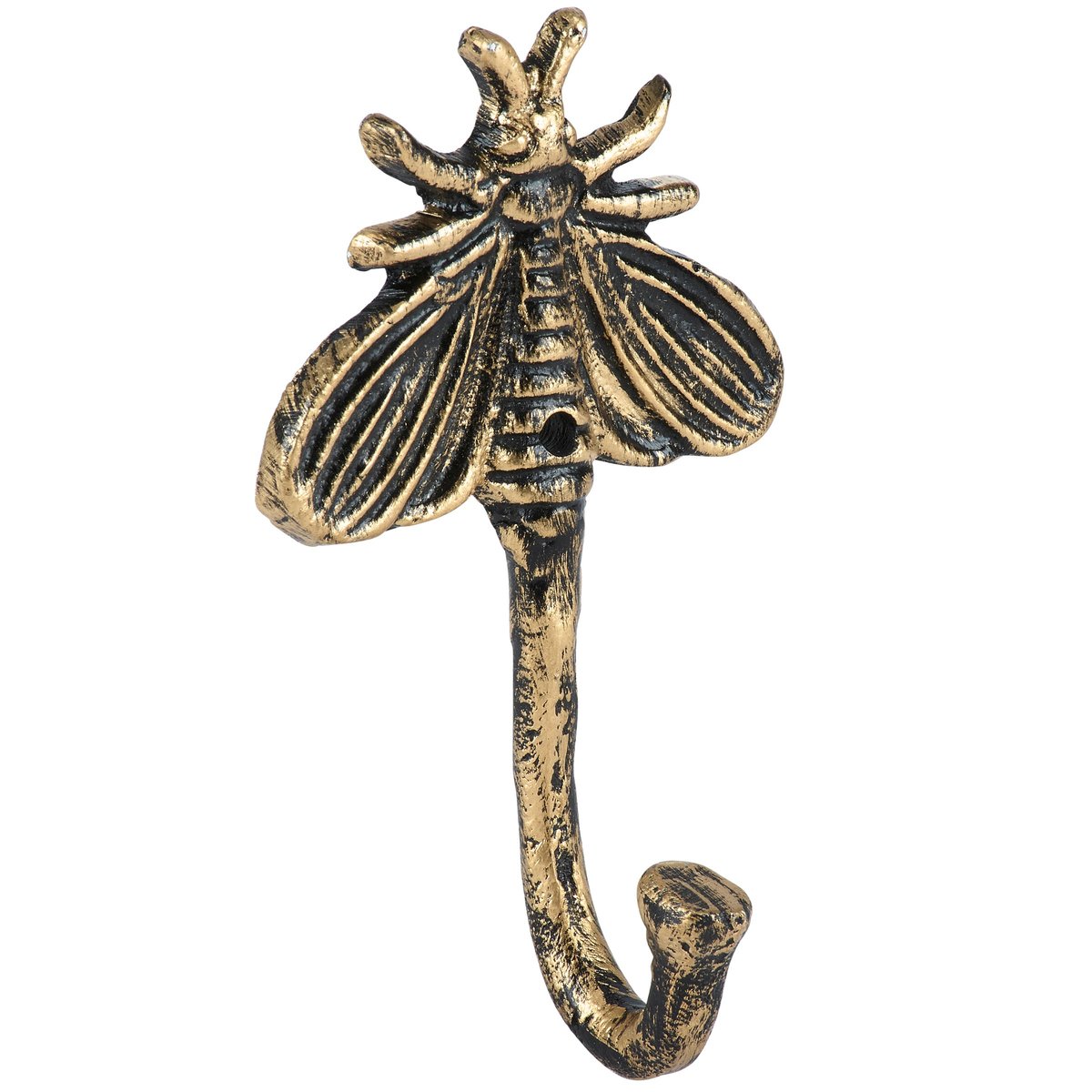 Elegant Dark Academia Sculpted Moth Metal Wall Hook with Distressed Bronze Finish