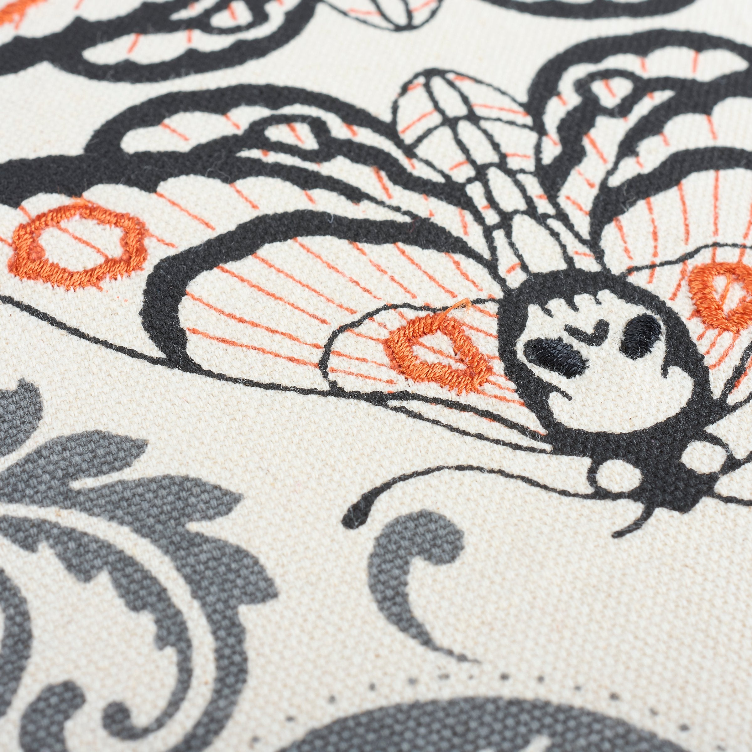 Spooky Chic Moth Skull Decorative Pillow with Embroidered Accents for Halloween Home Decor
