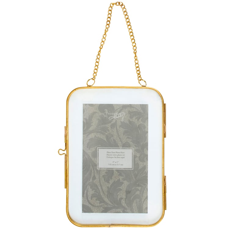 Elegant Floating Gold Metal Glass Photo Frame for 3x5 Inch Pictures