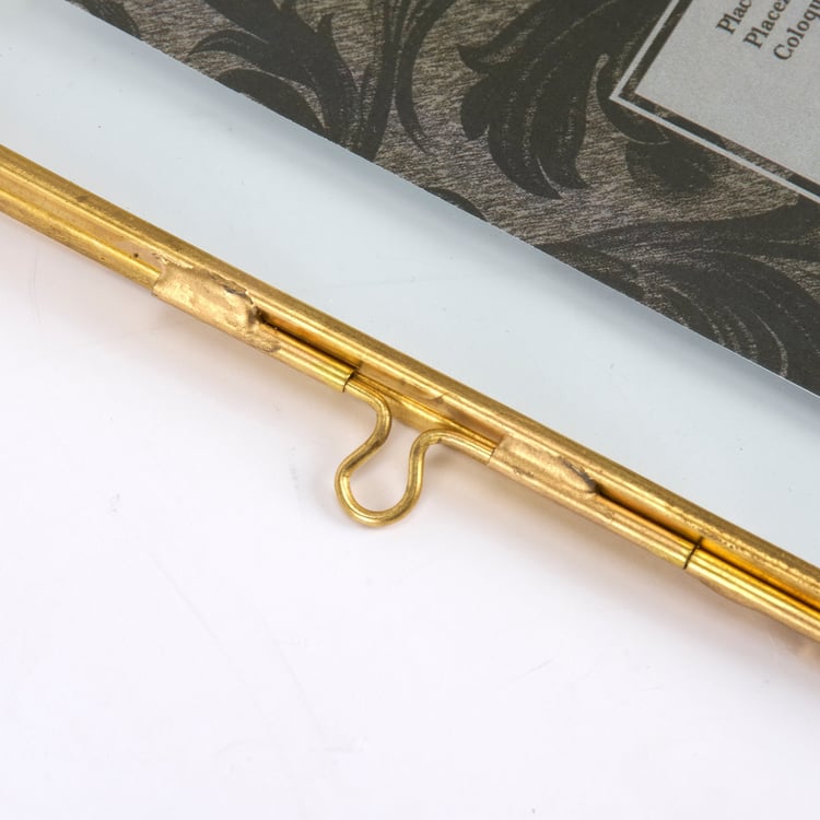 Elegant Floating Gold Metal Glass Photo Frame for 3x5 Inch Pictures