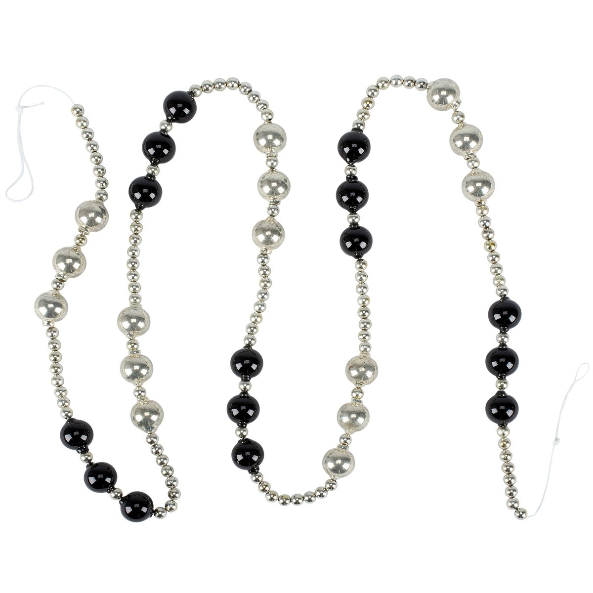 Spooky Chic Black & Silver Beaded Garland - 74-Inch Halloween Home Accent