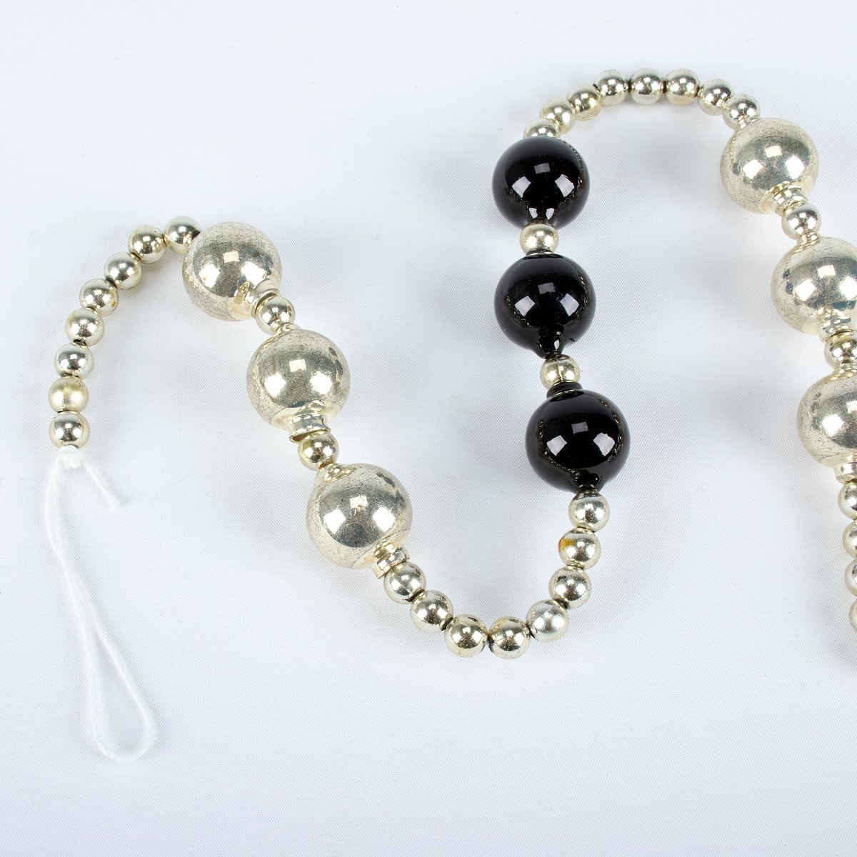 Spooky Chic Black & Silver Beaded Garland - 74-Inch Halloween Home Accent