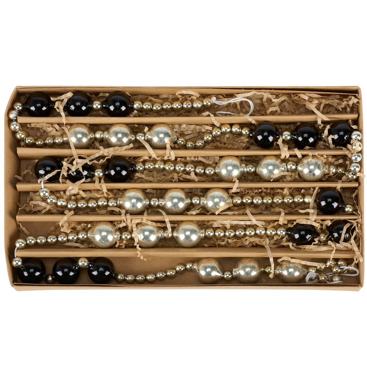 Spooky Chic Black & Silver Beaded Garland - 74-Inch Halloween Home Accent