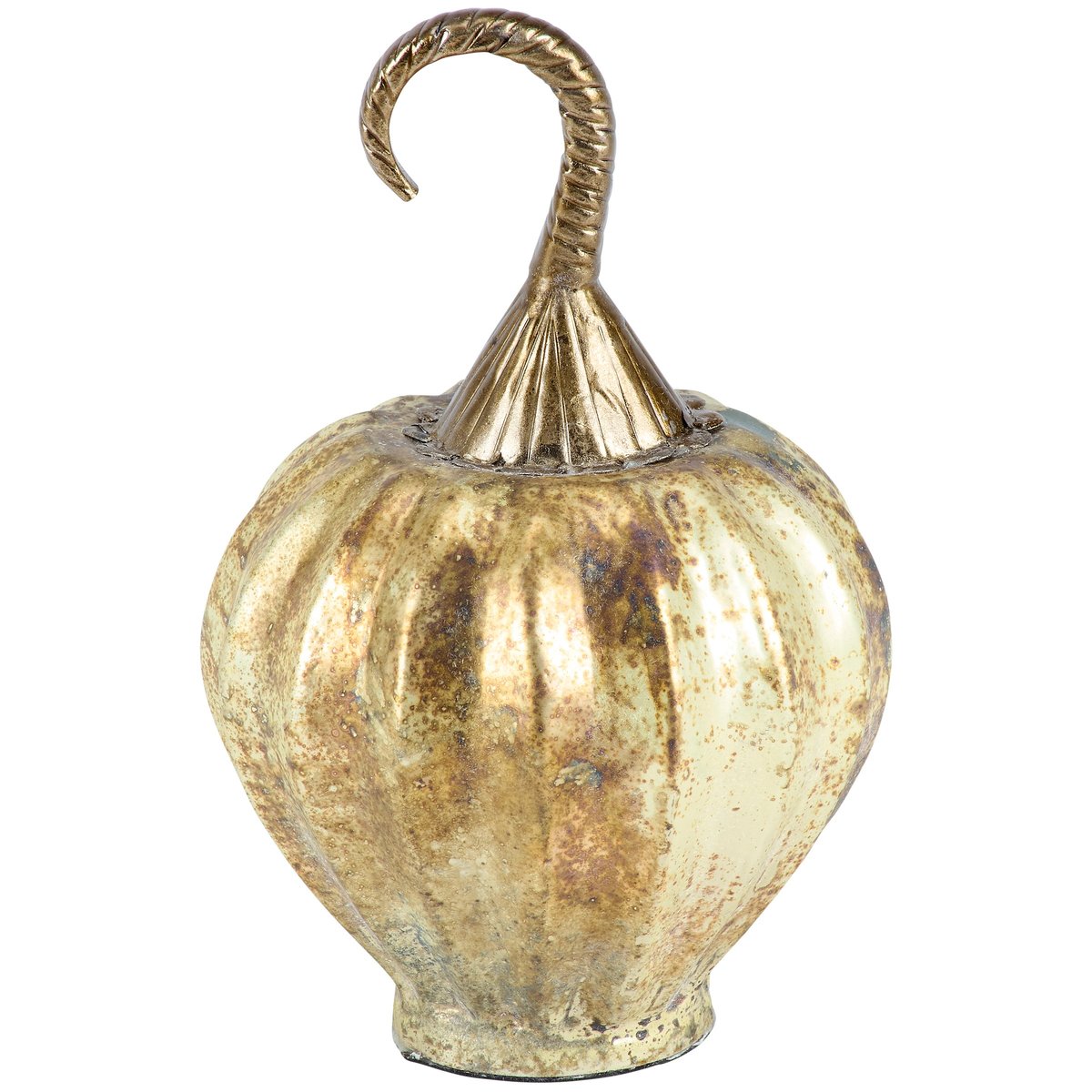 Rustic Metallic Glass Pumpkin Fall Harvest Decor with Antique Silver Finish