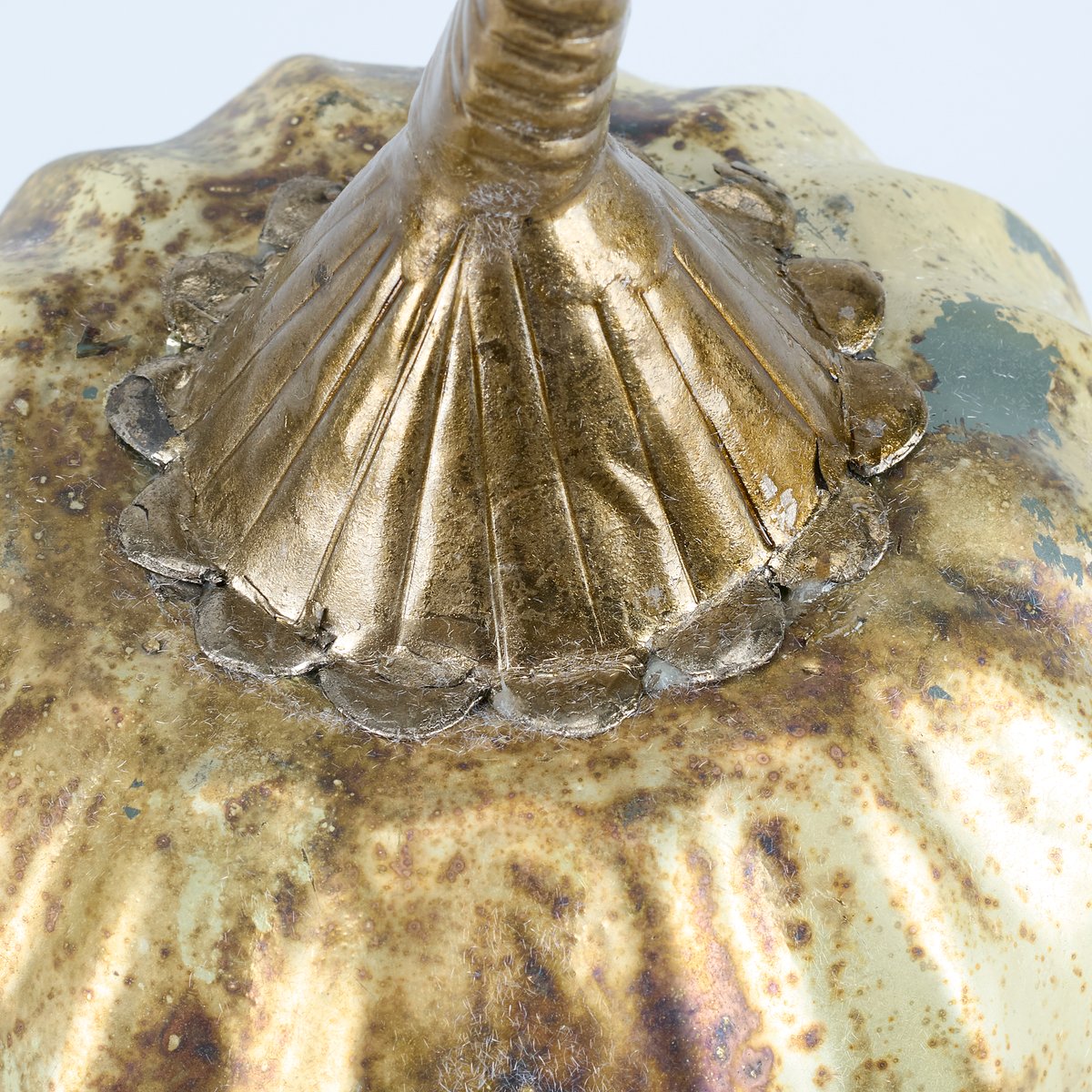 Rustic Metallic Glass Pumpkin Fall Harvest Decor with Antique Silver Finish