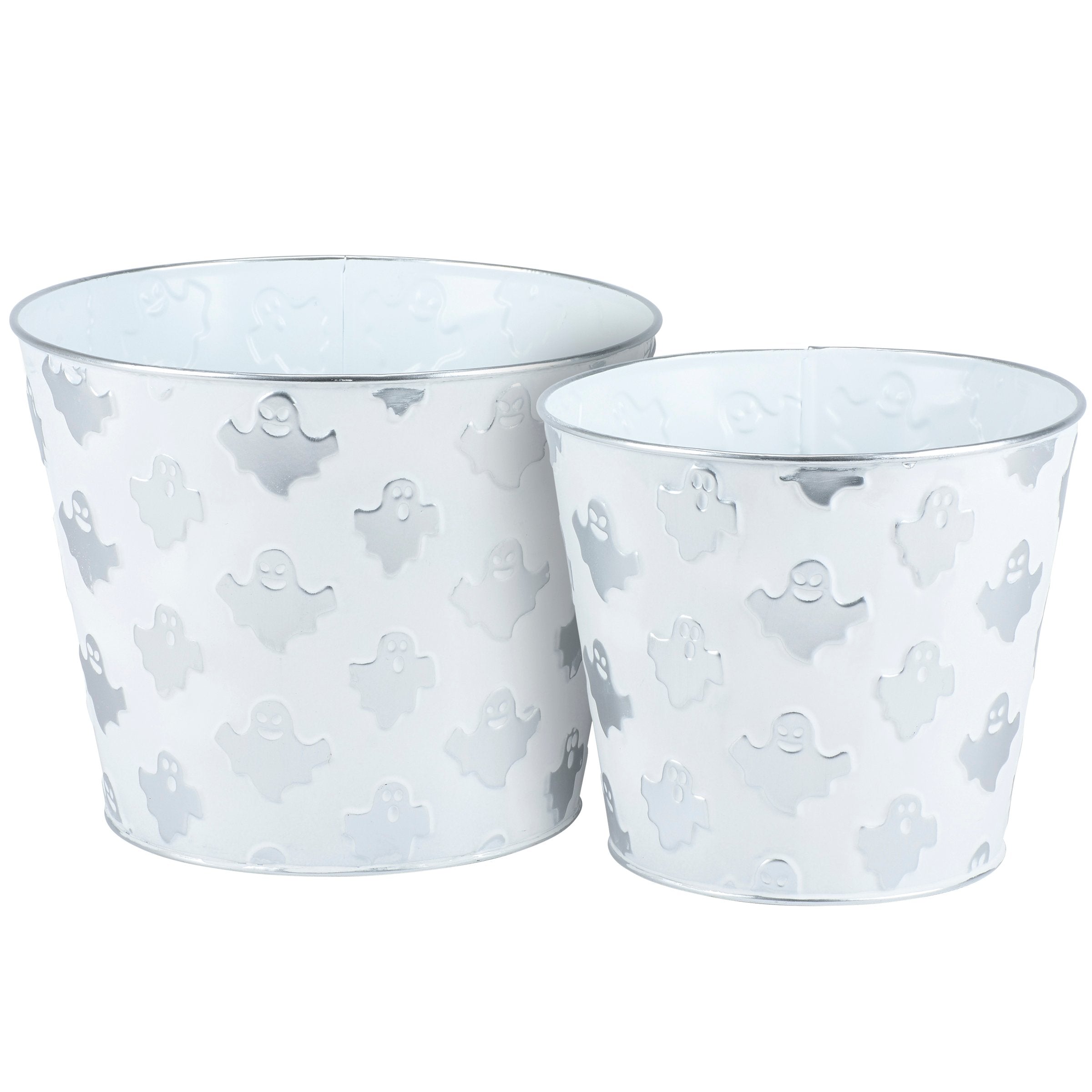 Spooky Chic Ghost Halloween Metal Decorative Storage Bins Set - 2 Sizes