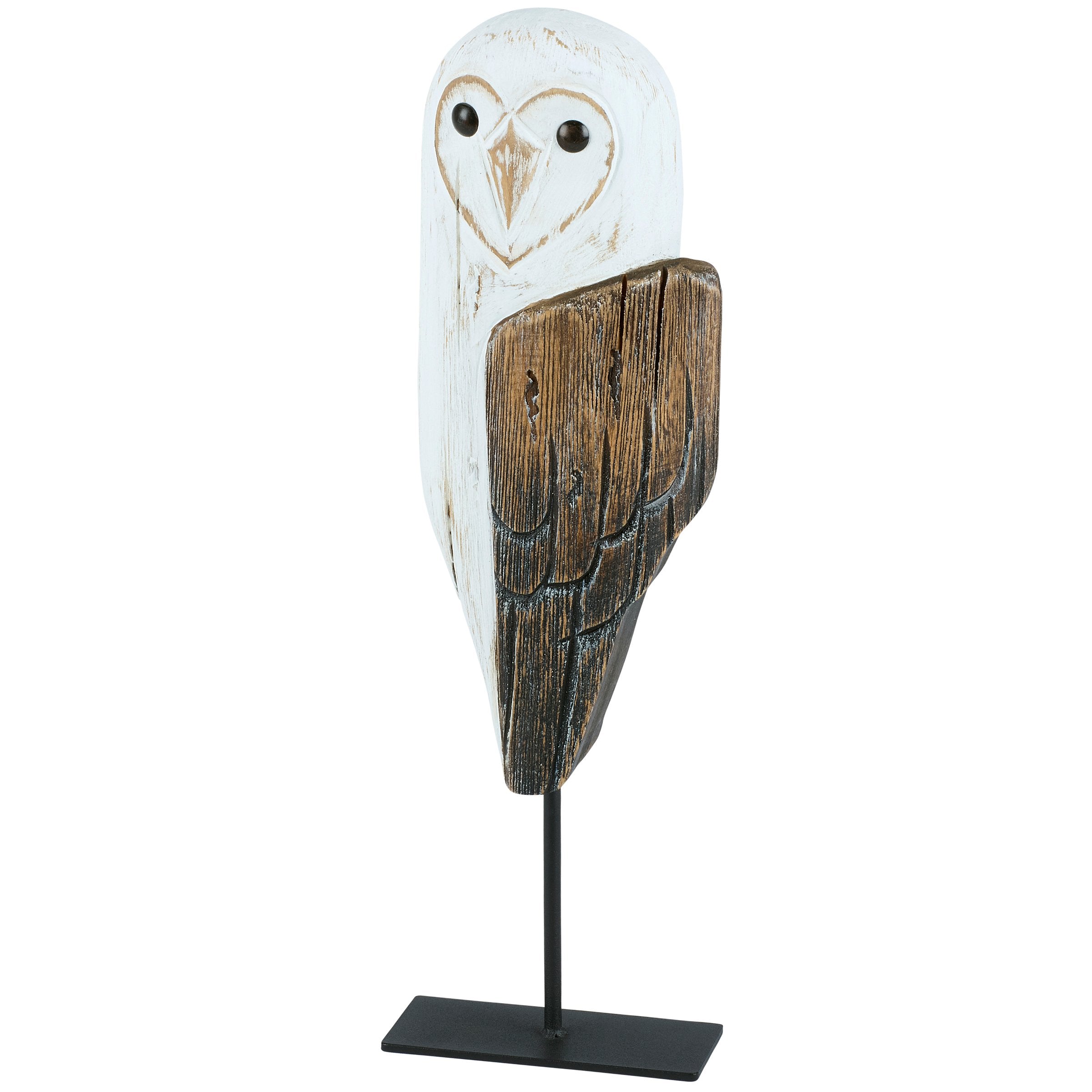 Rustic Wooden Barn Owl Sitter Figurine - Primitive Wood & Metal Home Decor Accent