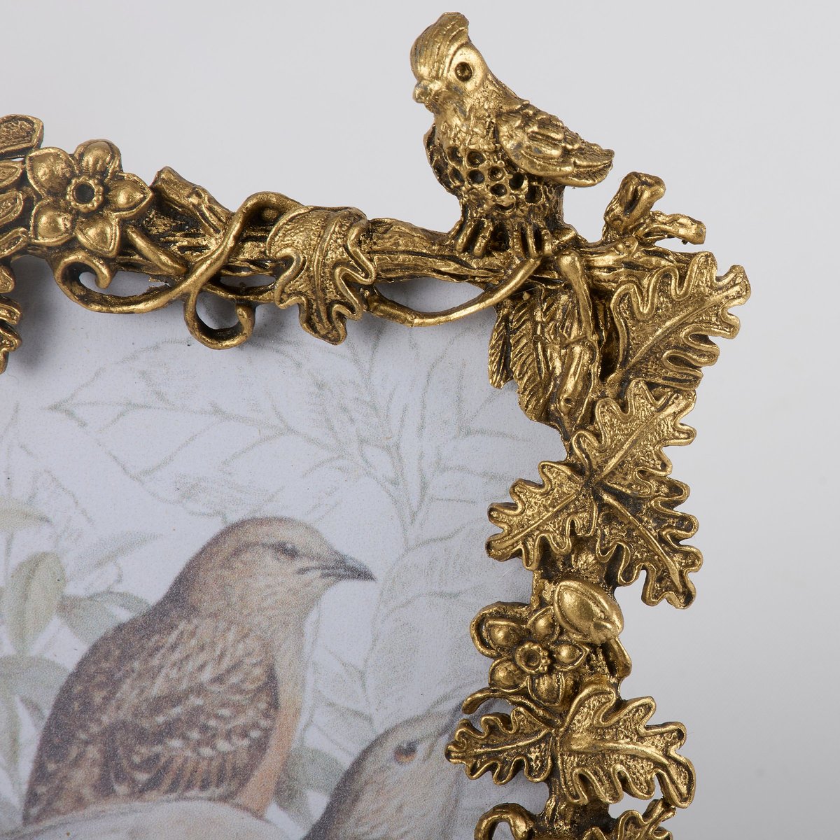 Ornate Gold Bird Foliage 4x6 Photo Frame with Easel Back Display