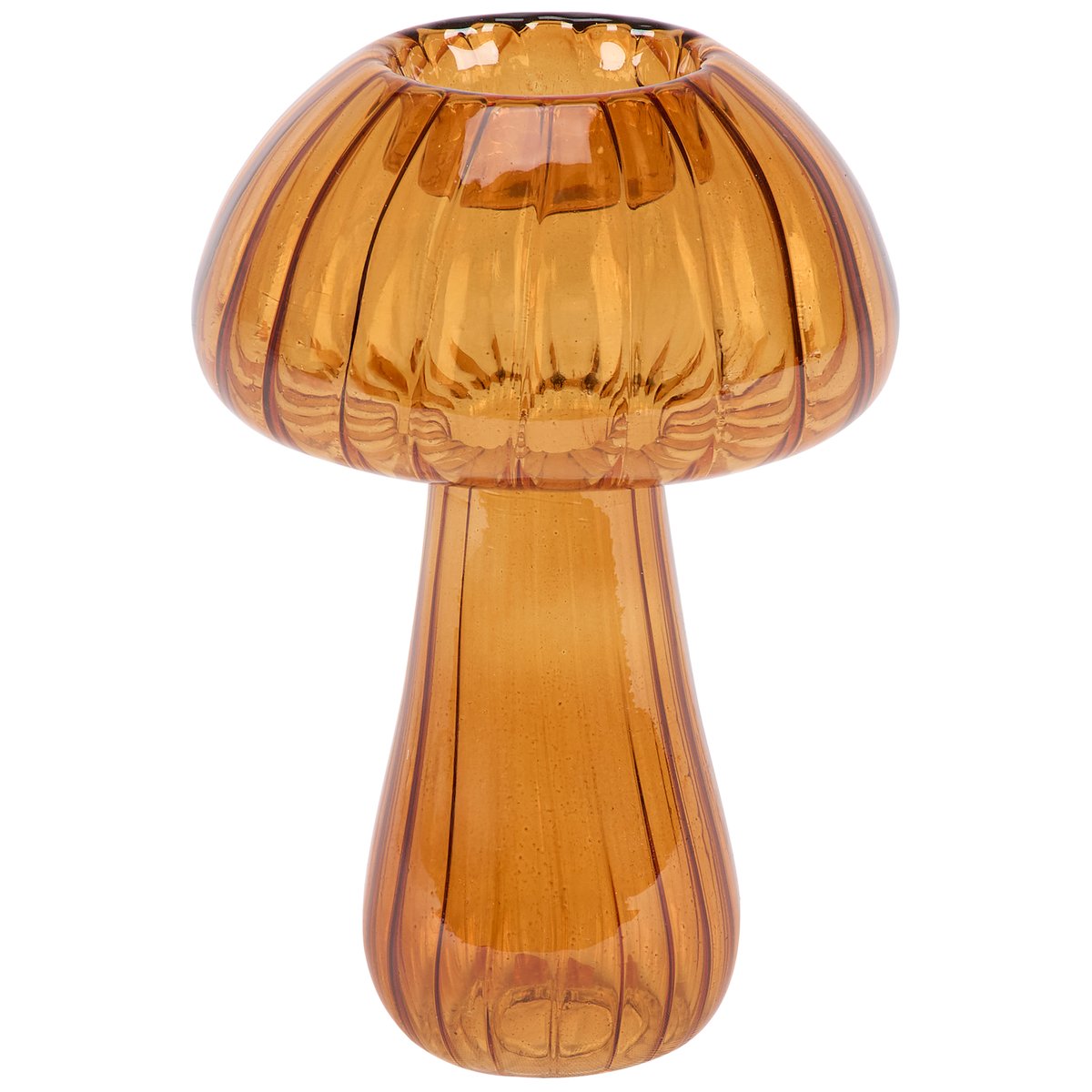 Charming Brown Glass Mushroom Tealight Candle Holder, Unique Fall Home Decor Accent