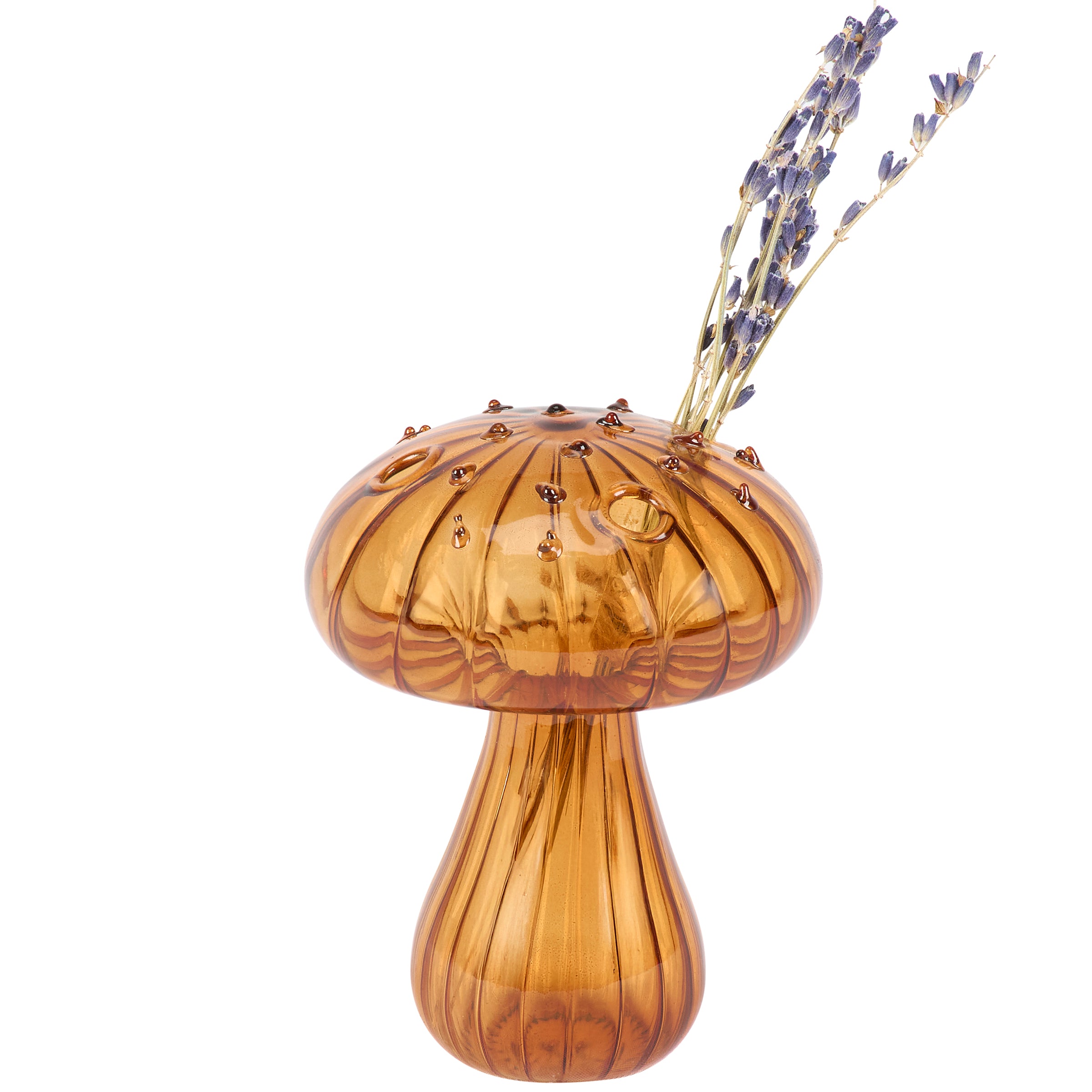 Golden Glass Mushroom Bud Vase - Unique Fall Decor Flower Holder
