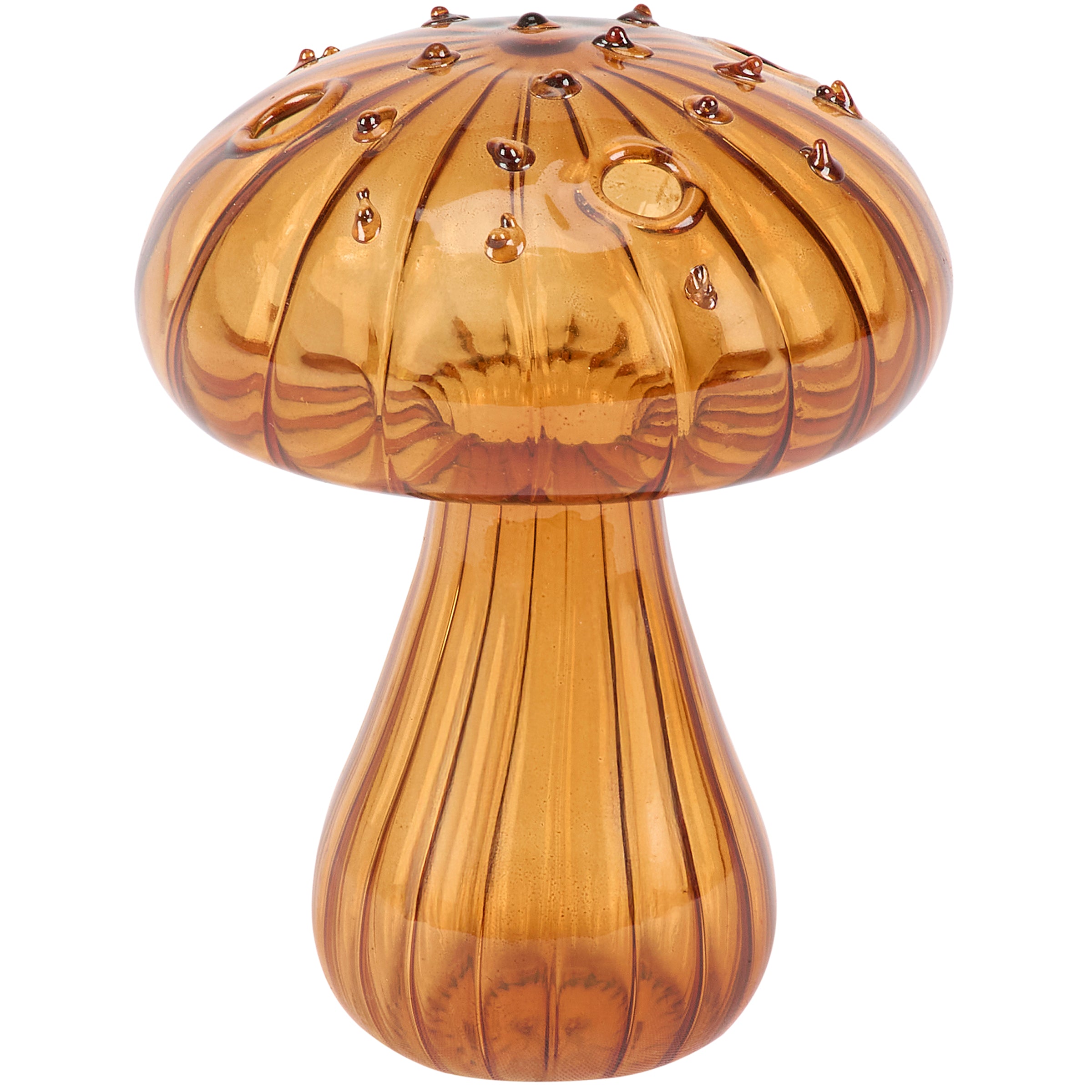 Golden Glass Mushroom Bud Vase - Unique Fall Decor Flower Holder