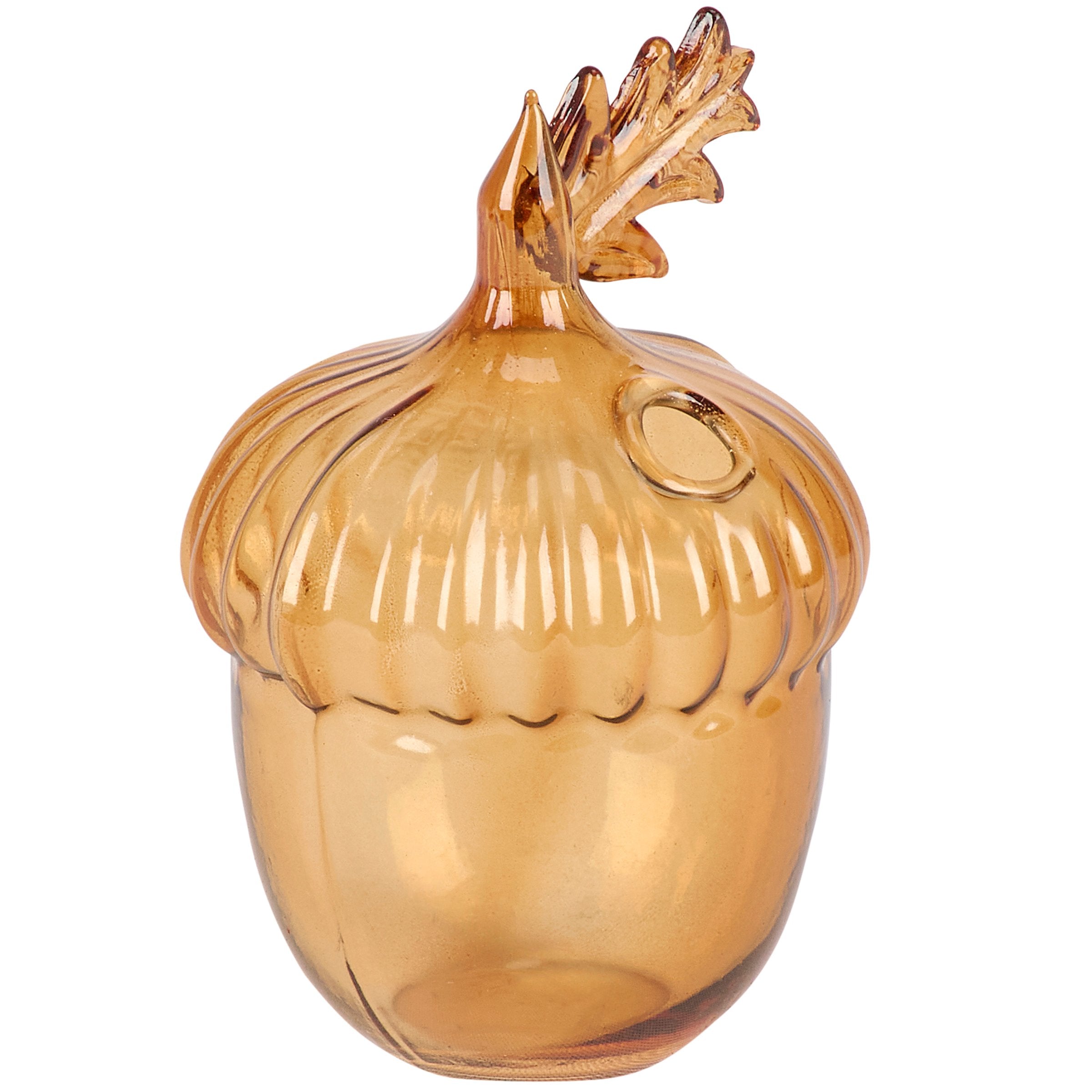 Charming Brown Glass Acorn Bud Vase Rustic Fall Harvest Decor