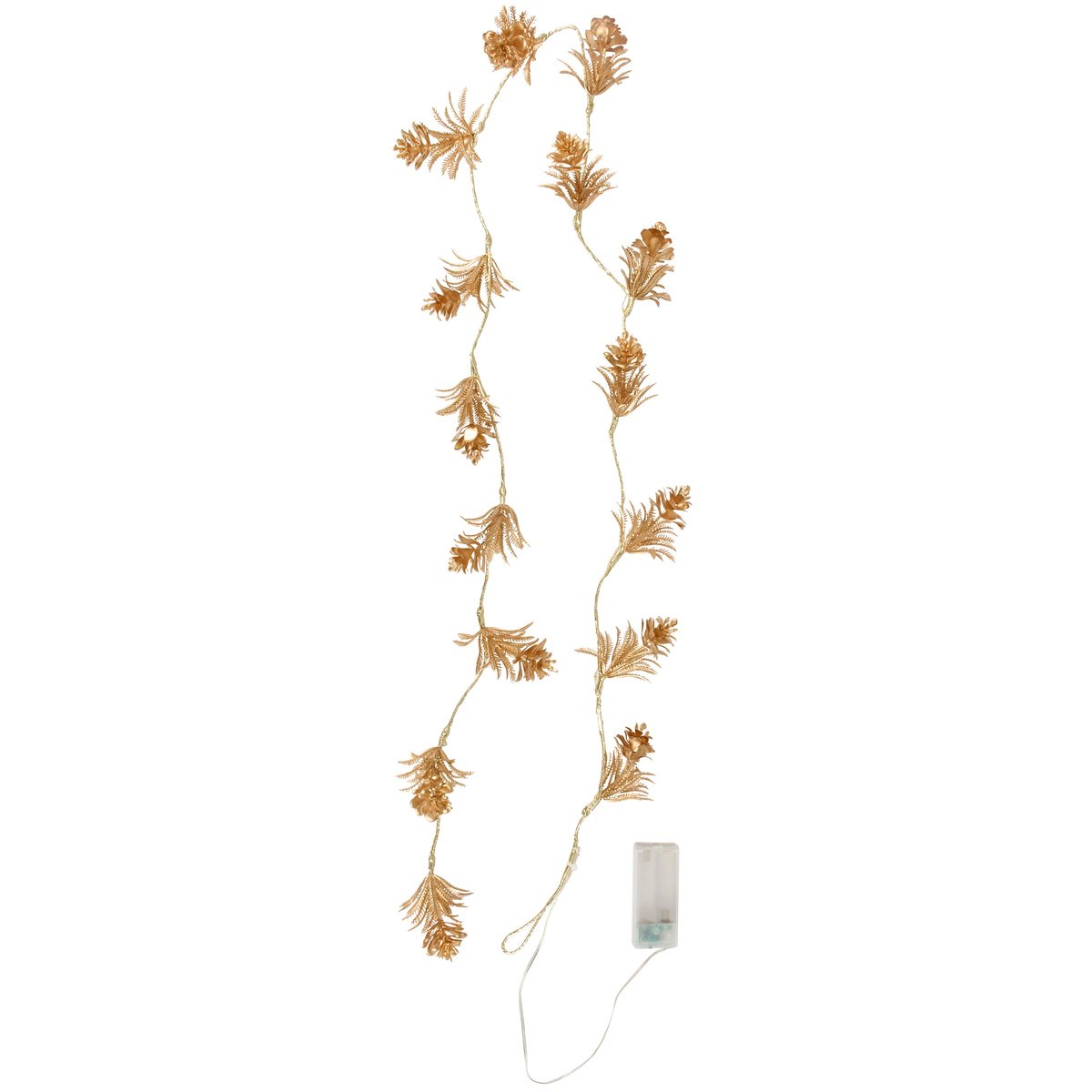 Shimmering Golden Pine Lighted Holiday Garland with 6-Hour Timer, Battery Operated