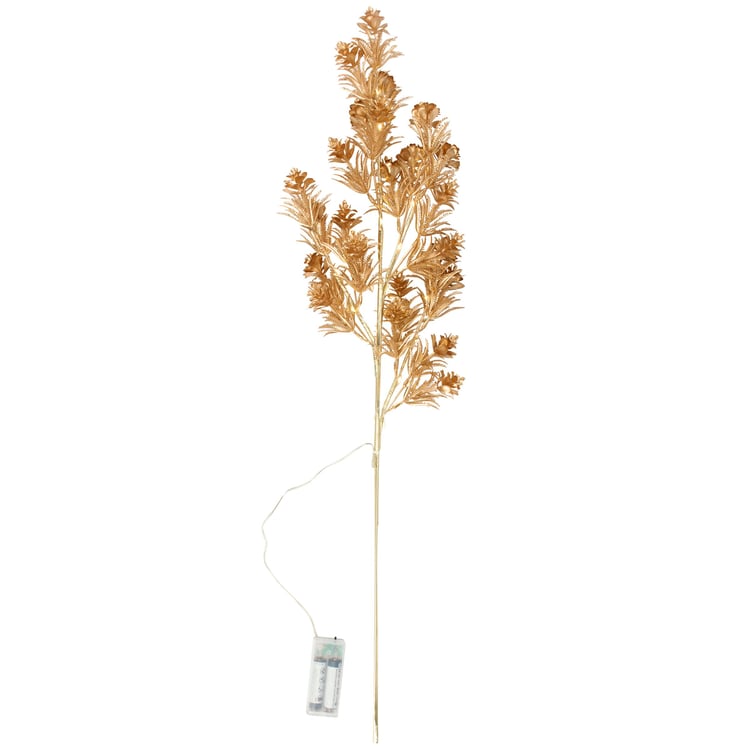 Elegant Lighted Golden Pine Twig: 29-inch Faux Branch with 16 LED Lights & Timer