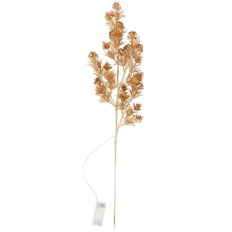 Elegant Lighted Golden Pine Twig: 29-inch Faux Branch with 16 LED Lights & Timer