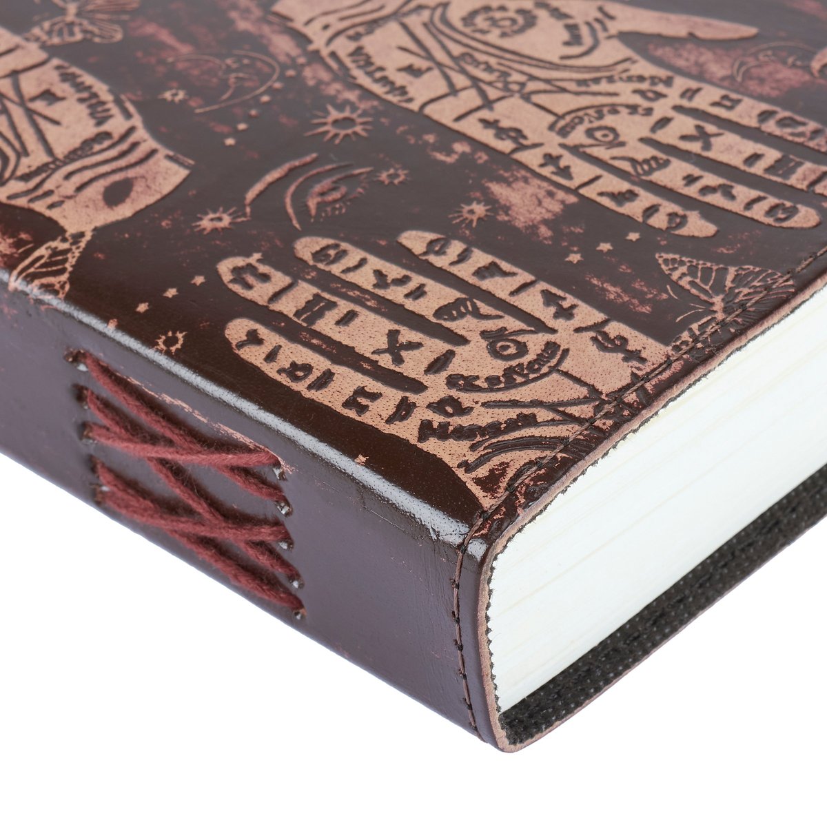 Embossed Mystical Hand Leather Journal - 200 Unlined Pages with Antique Clasp