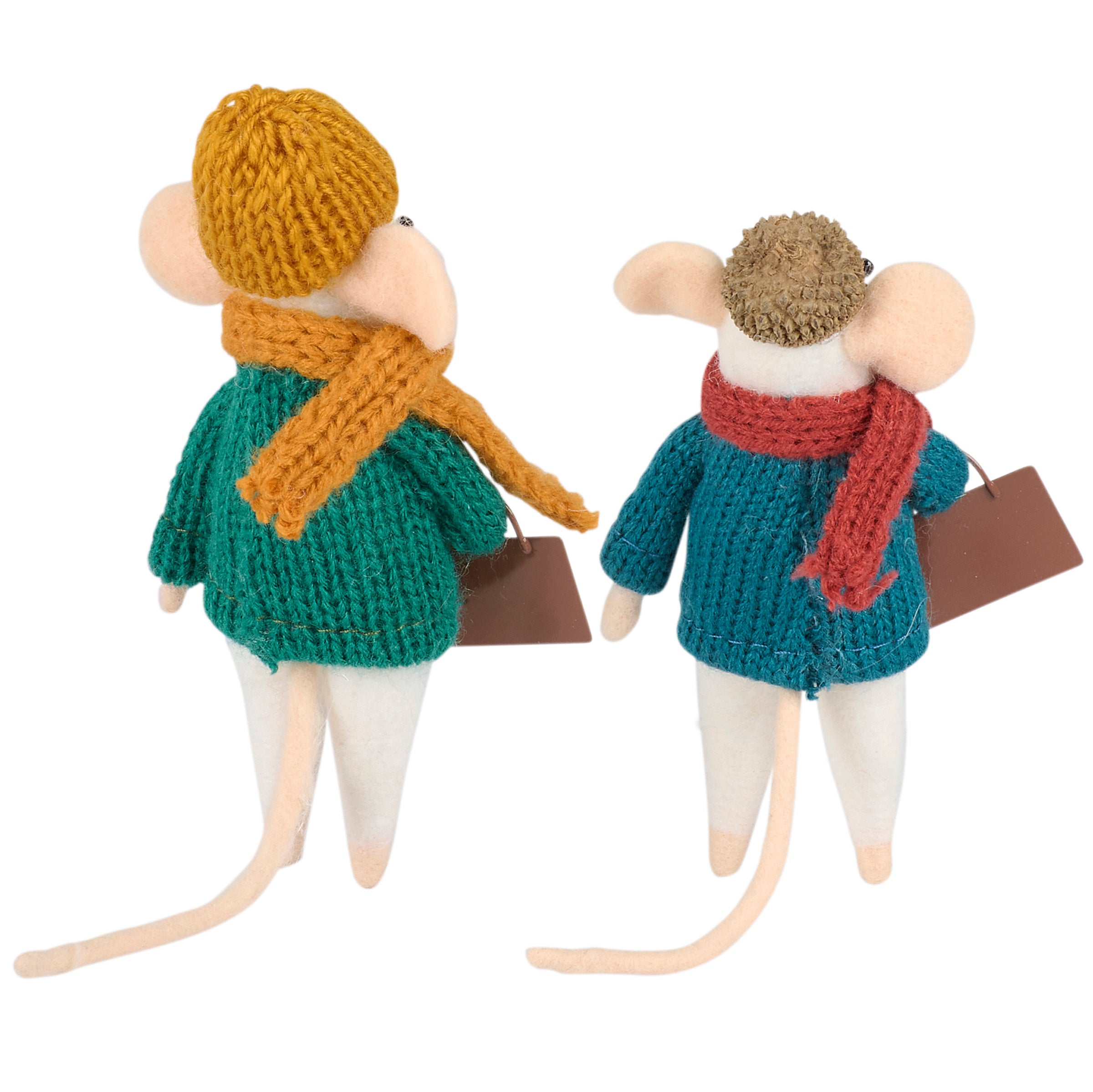 Charming Harvest Wishes Fall Felt Mice Figurines - Autumn Home Decor Set