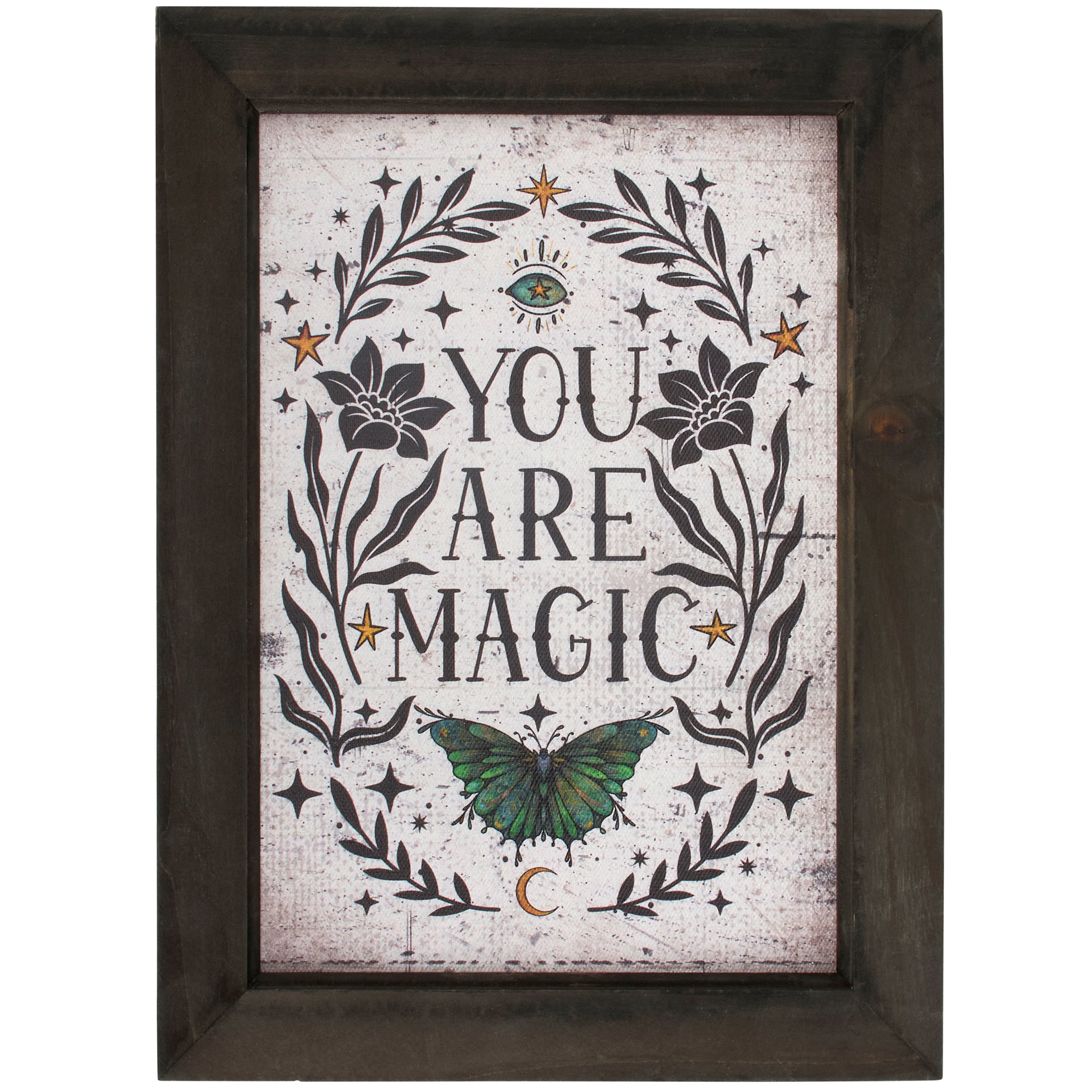 Enchanting 'You Are Magic' Framed Wall Art with Mystical Florals & Butterfly Accents