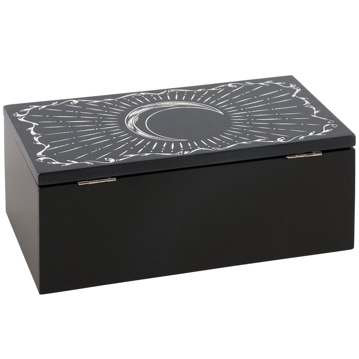 Mystical Moon Burst Hinged Keepsake Box, Decorative Celestial Wood Treasure Storage