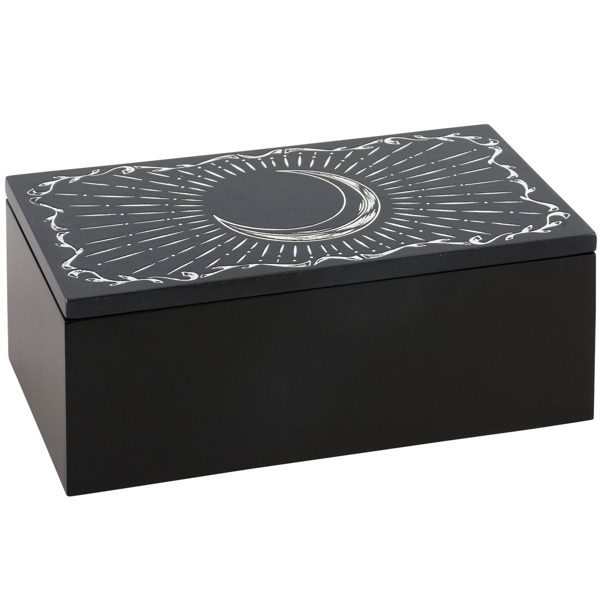 Mystical Moon Burst Hinged Keepsake Box, Decorative Celestial Wood Treasure Storage