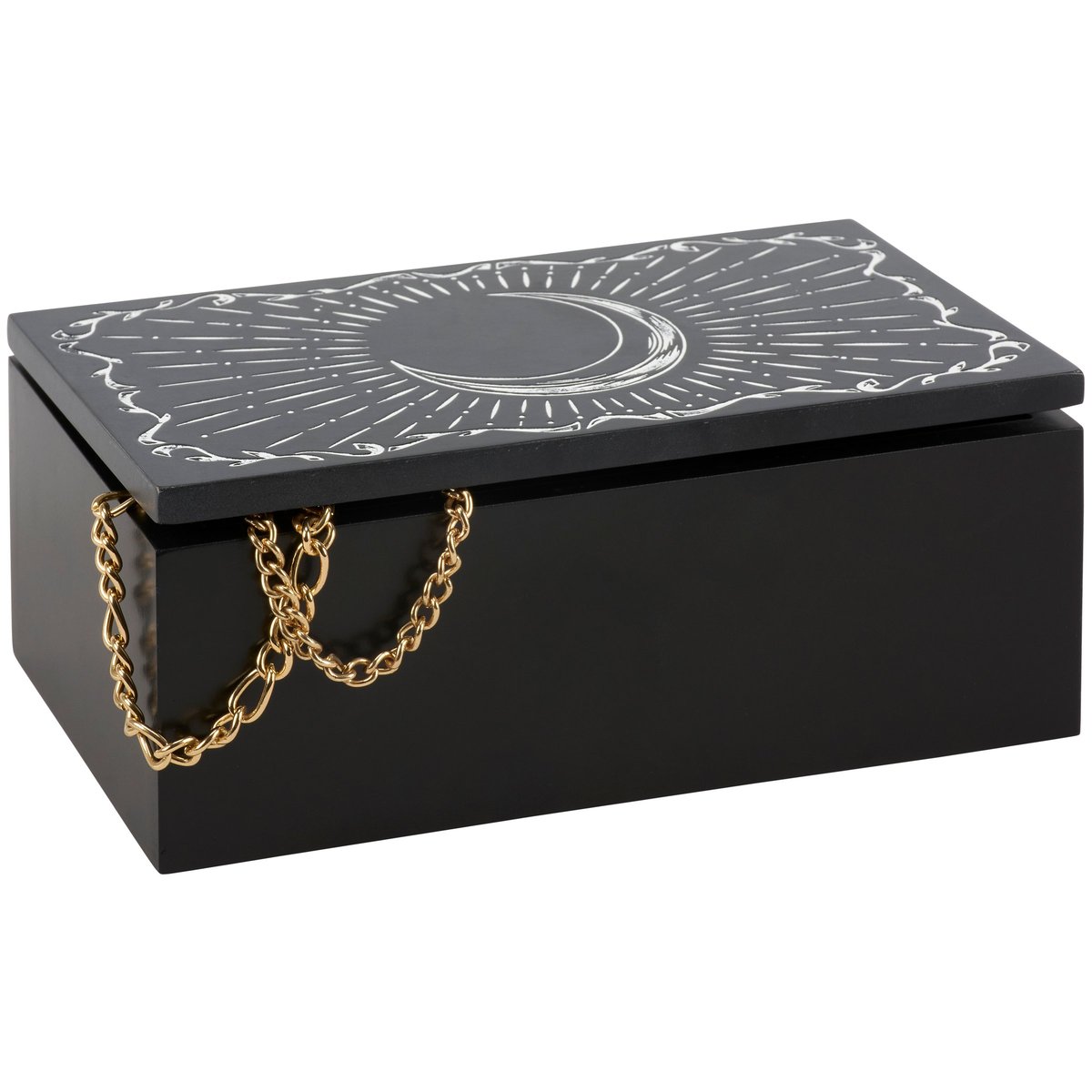 Mystical Moon Burst Hinged Keepsake Box, Decorative Celestial Wood Treasure Storage