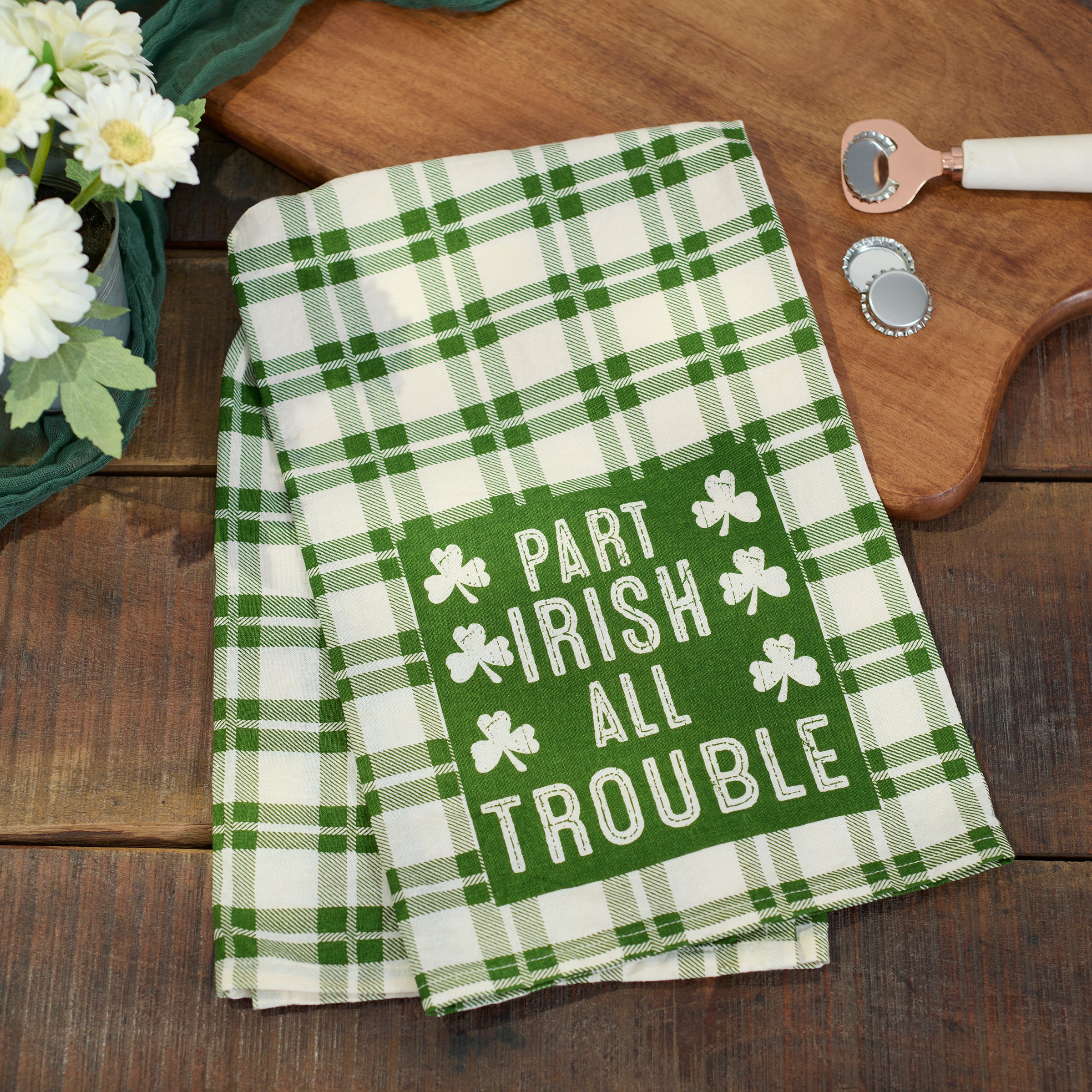 Sassy 'Part Irish All Trouble' St. Patrick's Day Cotton Kitchen Towel