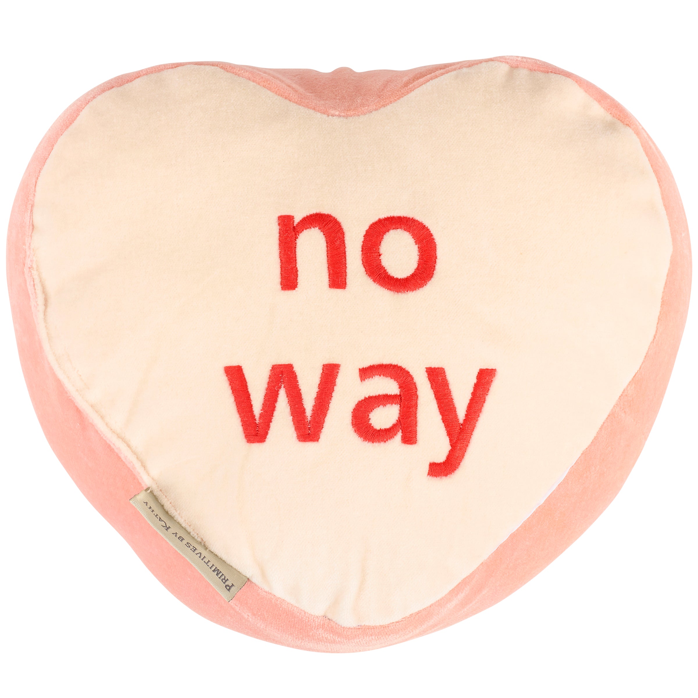 Sassy Velvet Candy Heart "Meh" & "No Way" Anti-Valentine Decorative Pillow