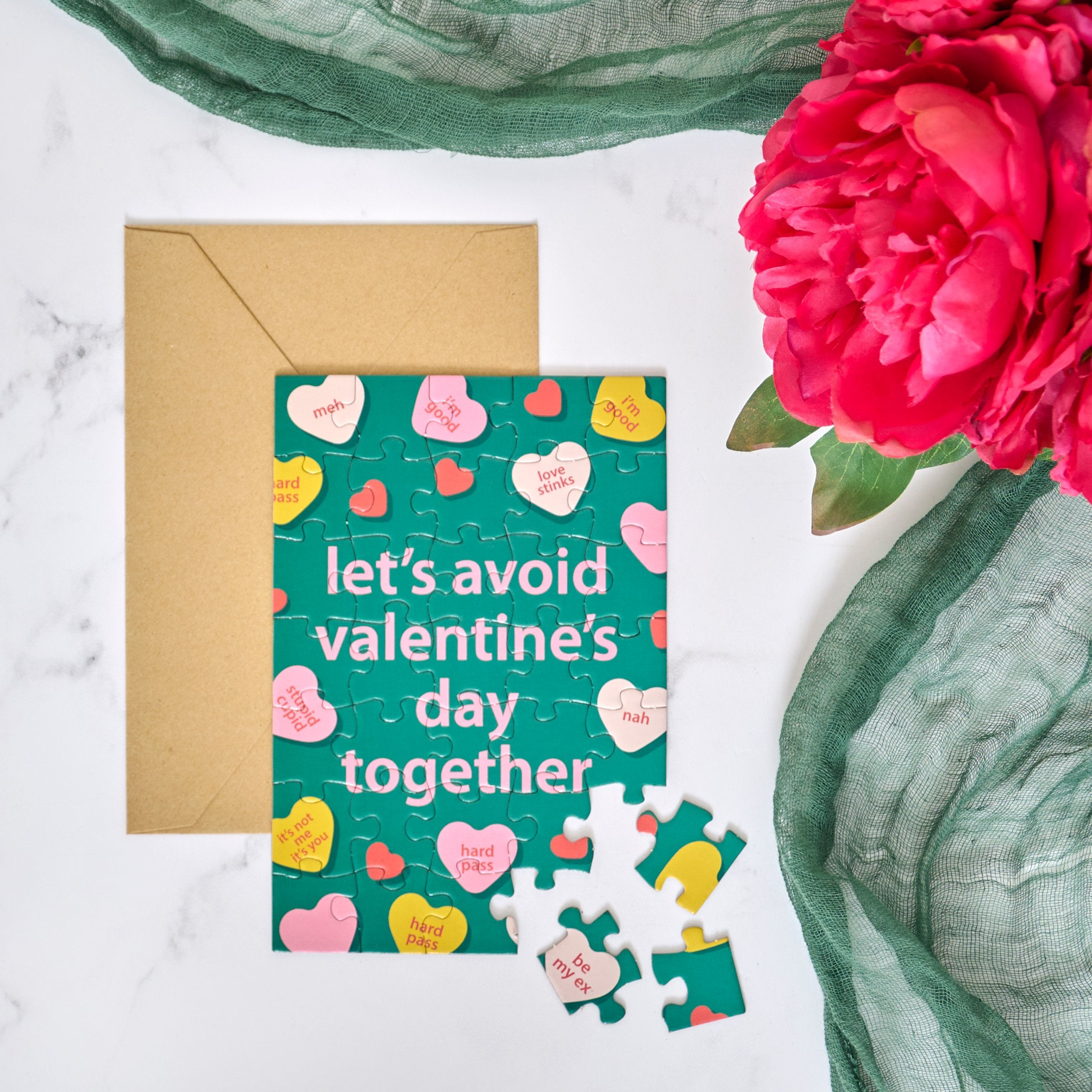 Sassy Anti-Valentine's Day 35-Piece Puzzle Greeting Card with Humorous Message
