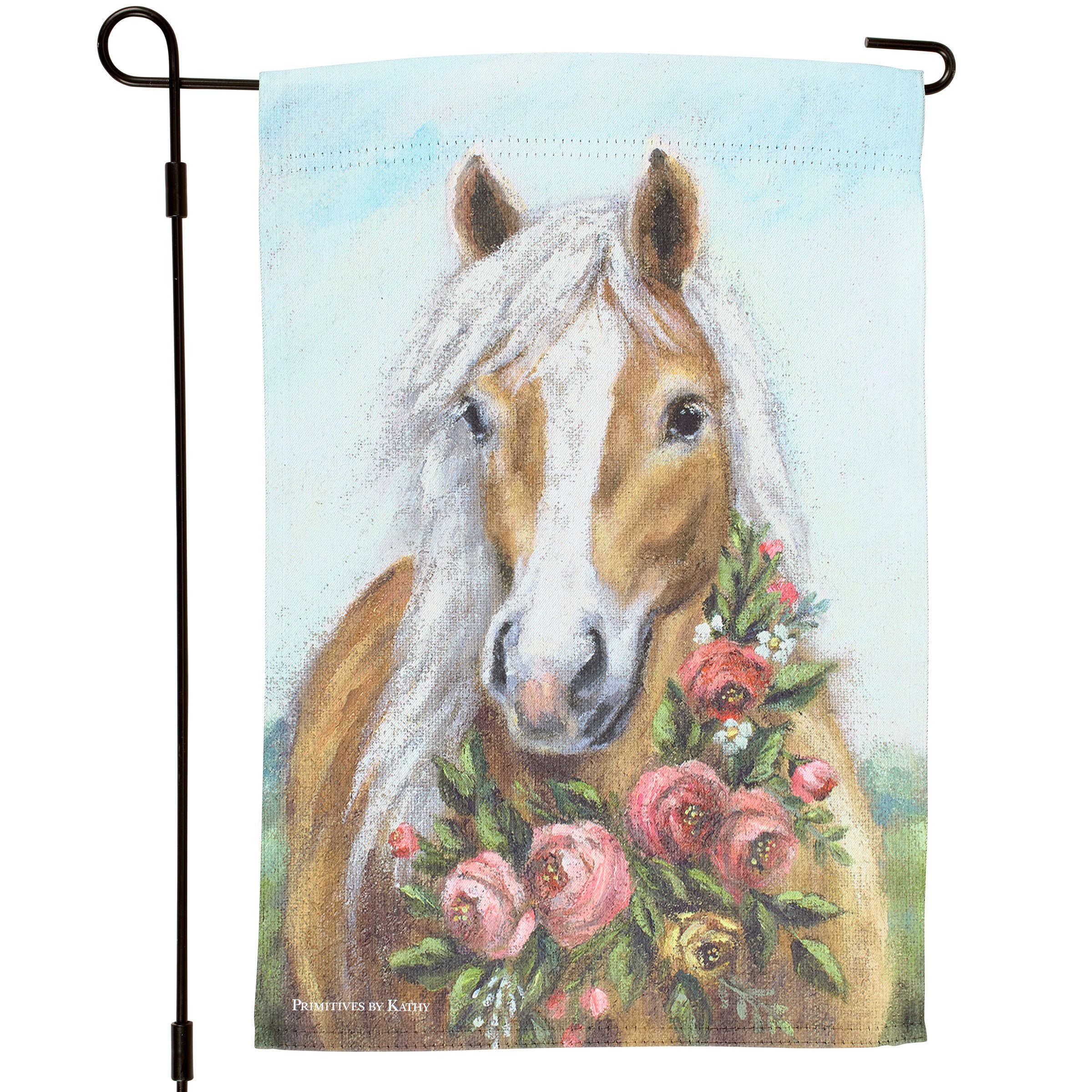 Charming Floral Pony Garden Flag: Double-Sided, Weather-Resistant, Spring Decor Accent