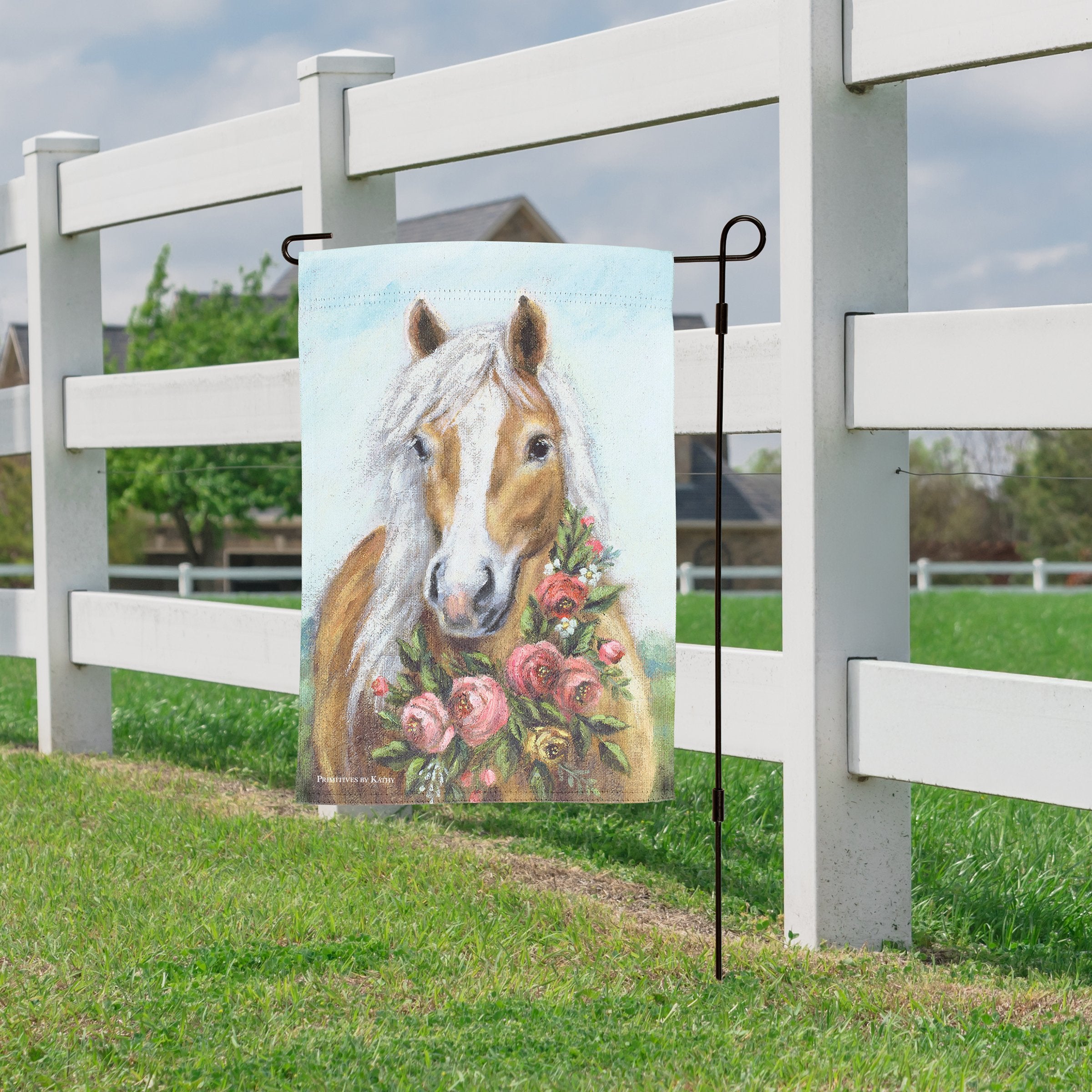 Charming Floral Pony Garden Flag: Double-Sided, Weather-Resistant, Spring Decor Accent