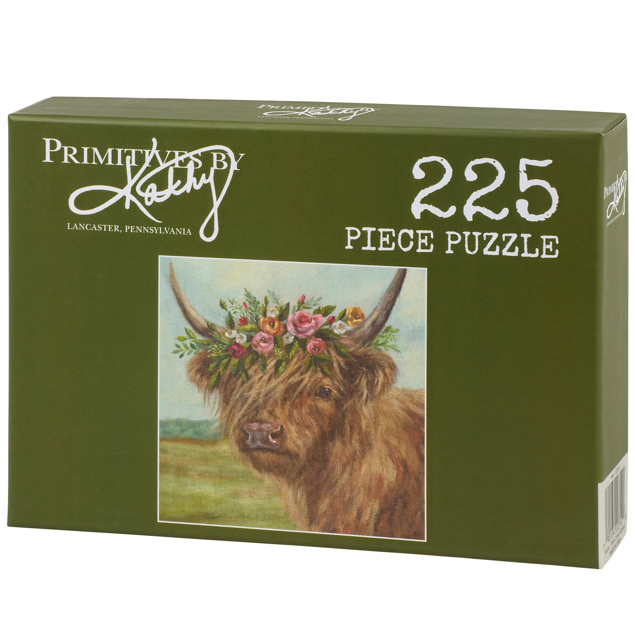 Charming Floral Crown Highland Cow Jigsaw Puzzle - 225 Pieces for Spring Fun