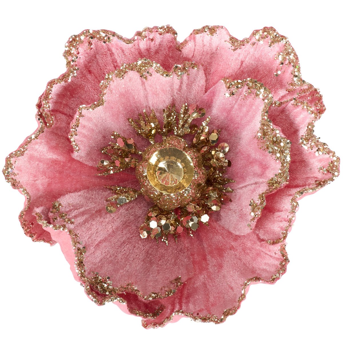 Decorative Dark Pink Jewel Tone Flower Clip with Glitter & Gem Details
