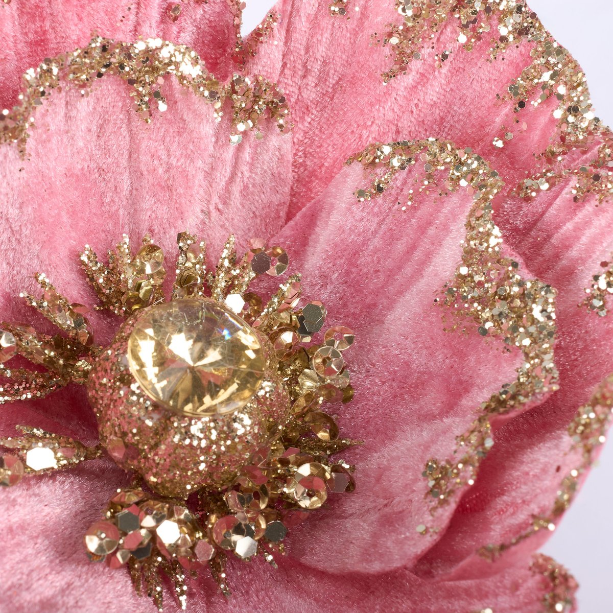 Decorative Dark Pink Jewel Tone Flower Clip with Glitter & Gem Details