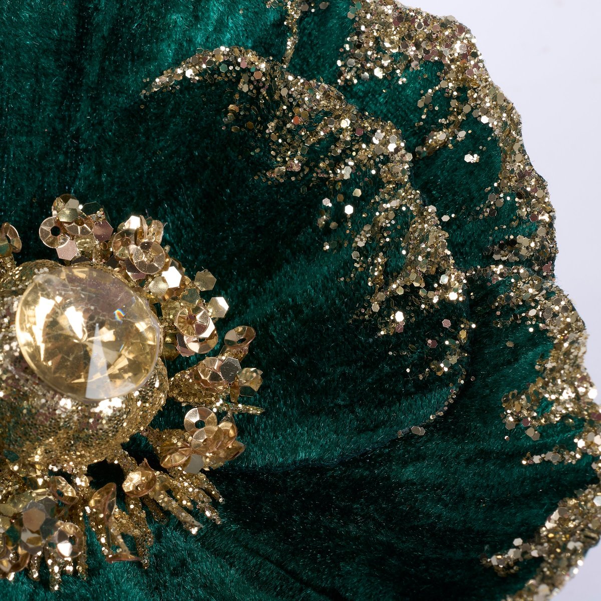 Shimmering Dark Teal Flower Clip with Glitter Gem Accents for Seasonal Decor