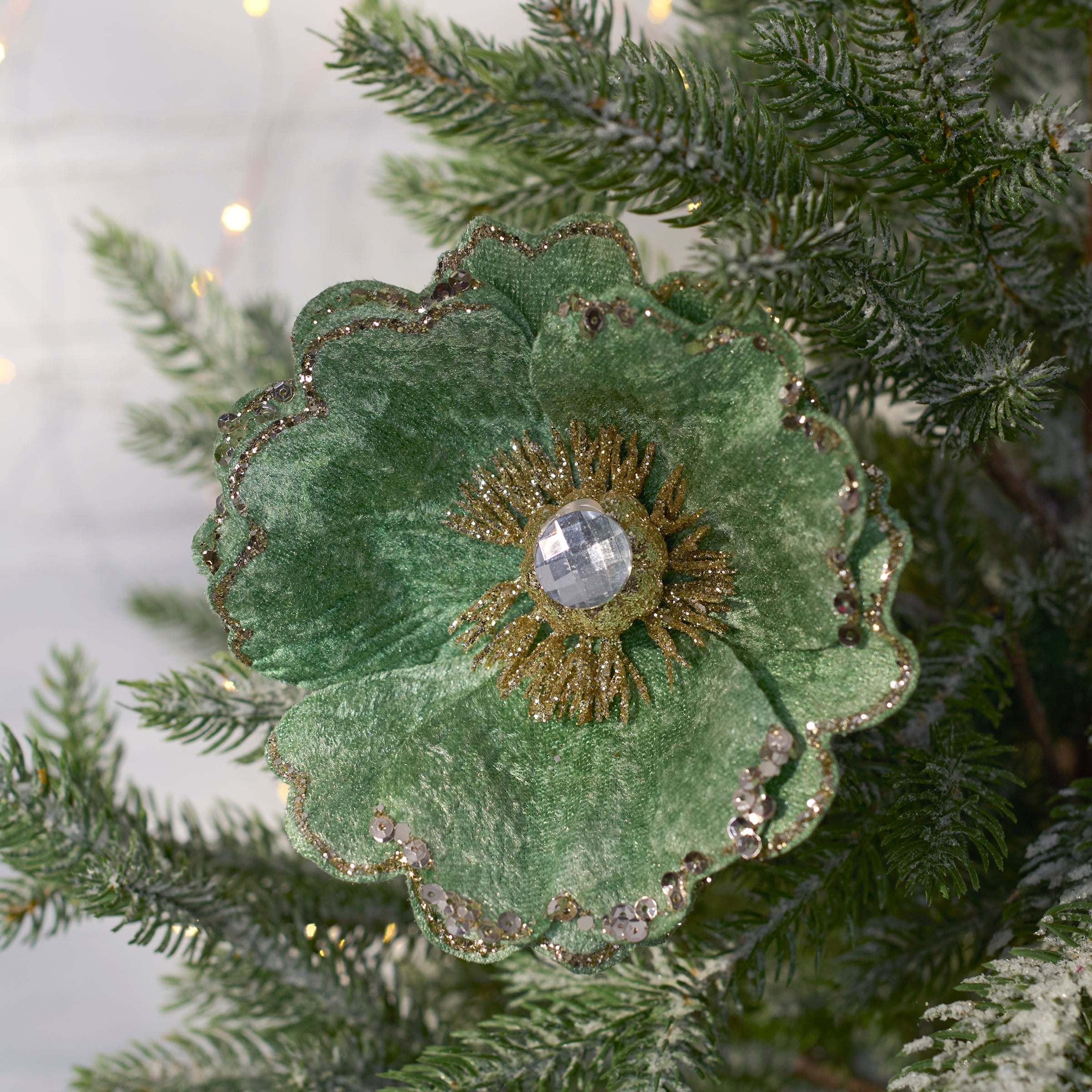 Enchanting Sage Green Shimmer Flower Clip for Fall Decor Accents