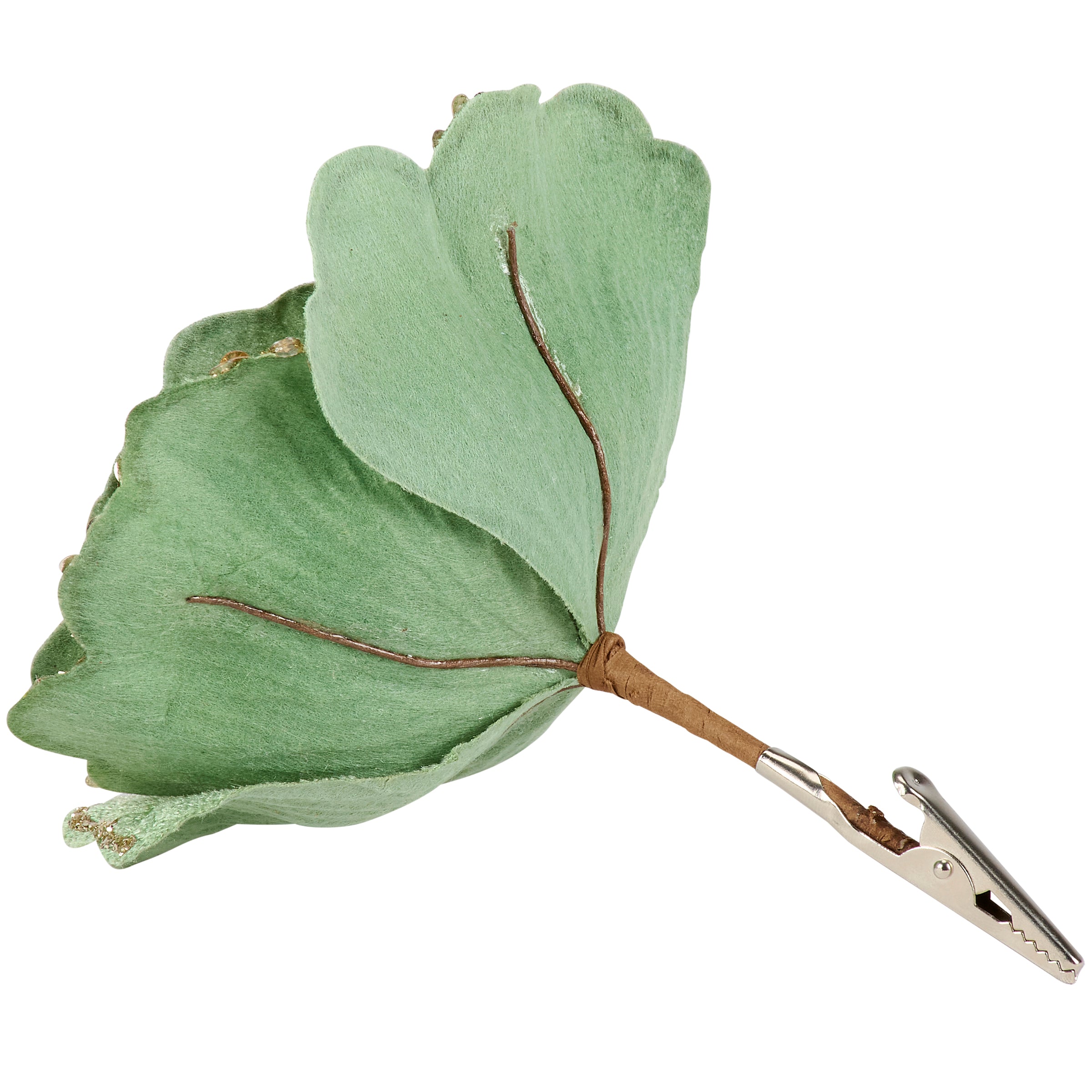 Enchanting Sage Green Shimmer Flower Clip for Fall Decor Accents