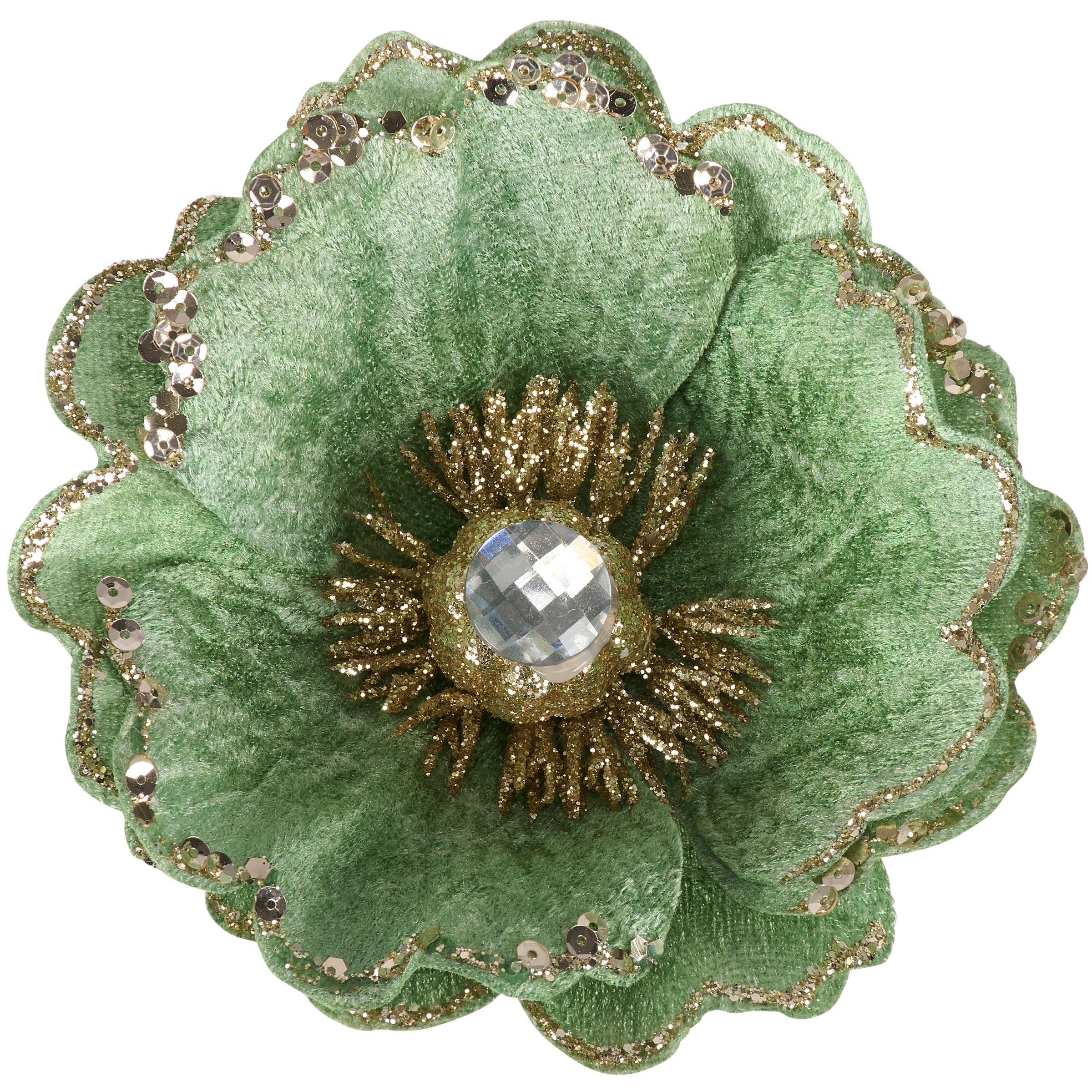 Enchanting Sage Green Shimmer Flower Clip for Fall Decor Accents