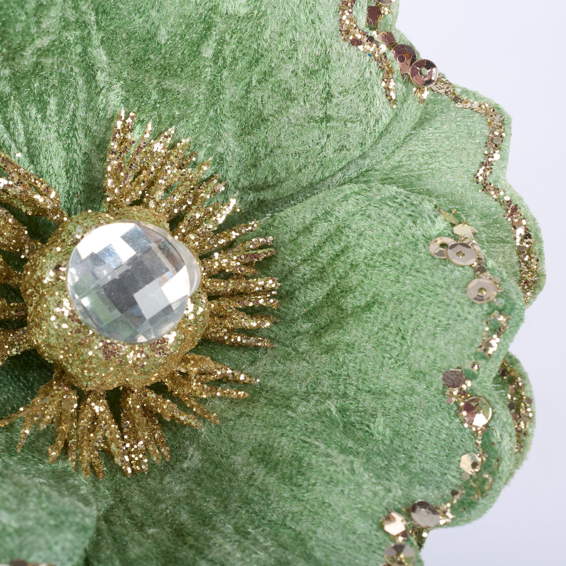 Enchanting Sage Green Shimmer Flower Clip for Fall Decor Accents