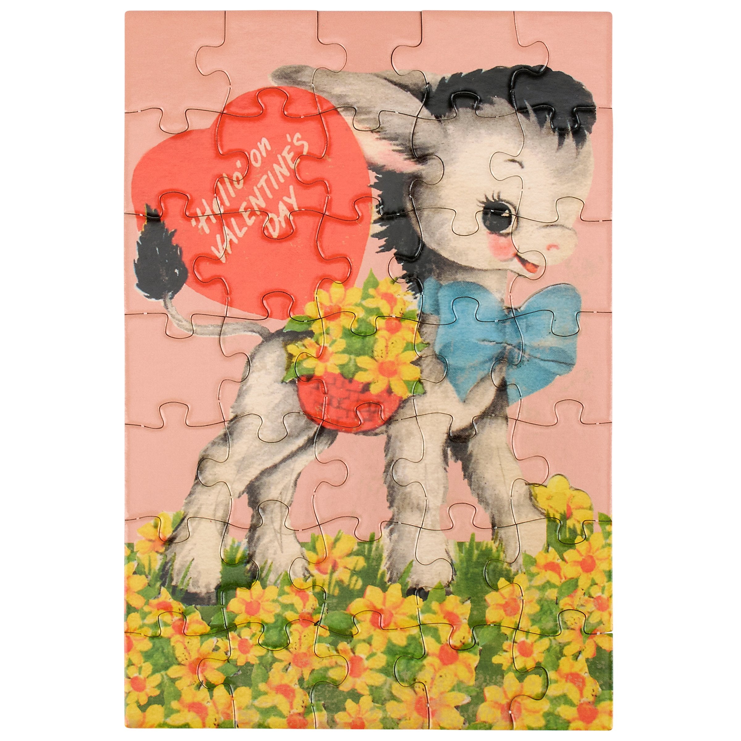 Charming Donkey 'Hello' Valentine's Day 35-Piece Puzzle Greeting Card