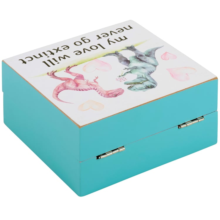 Charming Dinosaur Love Hinged Keepsake Box, 'Never Go Extinct' Sentiment